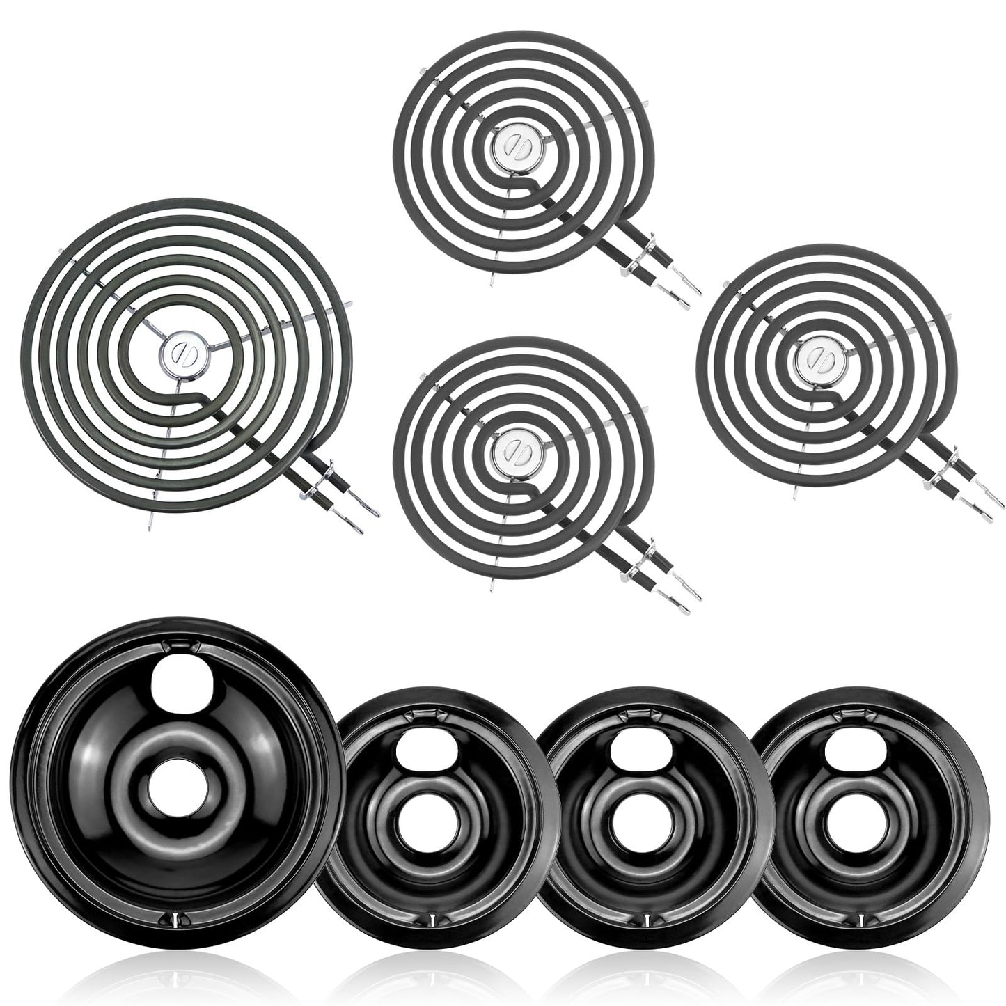 Electric Stove Burner Drip Pans WB31M19(8”) WB31M20(6”) Electric Stove Top Burner Replacement WB30M1(6") WB30M2(8") Compatible for G-E Hot-point Ken-more General Electric Stove Parts by MIFLUS