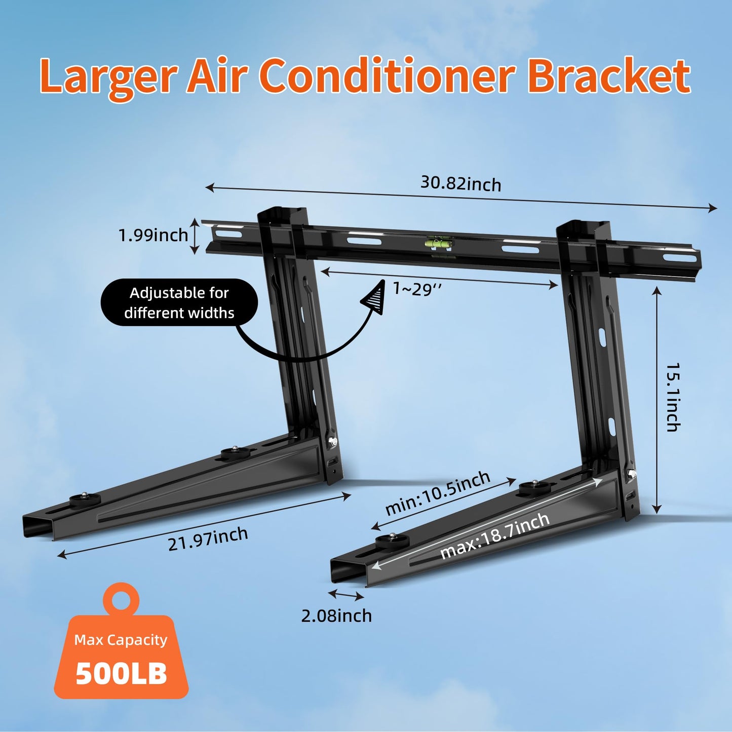 WeCooper Heavy Duty Mini Split Wall Mounting Bracket,Outdoor Air Conditioner Mount Condenser Bracket for 9000-36000BTU Universal Ductless Heat Pump,Compressors & HVAC Systems,Deep Black