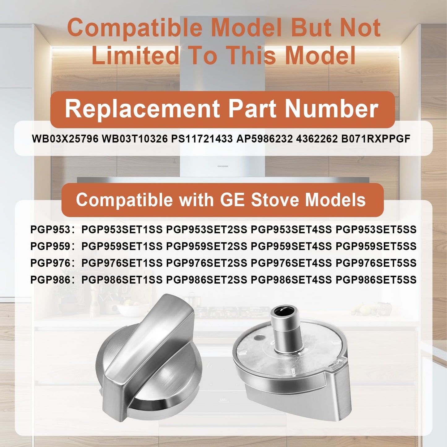 WB03X25796 Gas Cooktop Knob Fits for GE Stove Knobs, Fit Model PGP953SET1SS PGP986SET1SS PGP976SET2SS PGP959SET4SS - Replaces WB03T10326 AP5986232 PS11721433 4362262 Burner Range Knob - 5-Pack