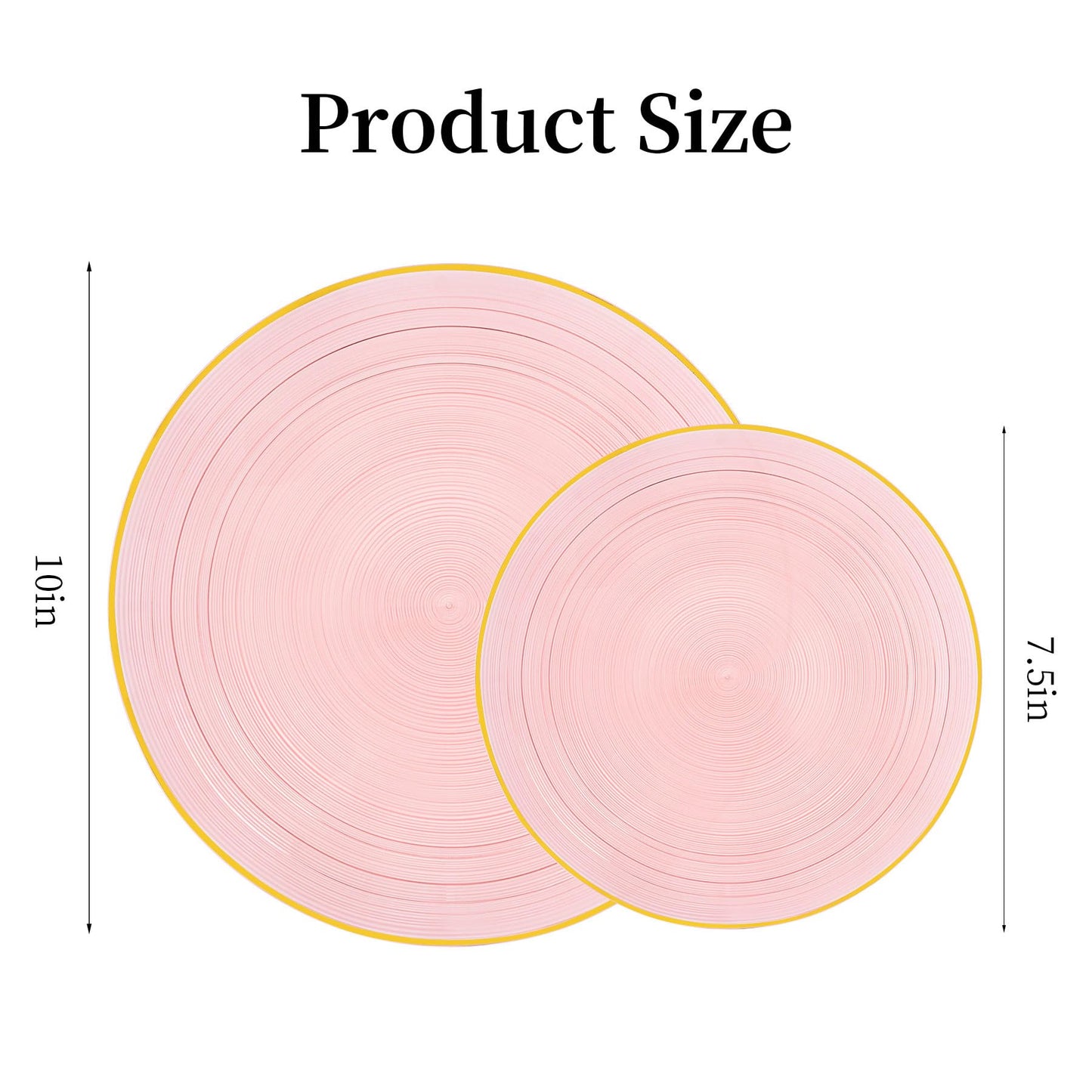 Pryntono 120PCS Pink Plastic Plates with Gold Rim, Heavy Duty Disposable Plates, Elegant and Fancy 60 Dinner and 60 Dessert Plates for Party and Wedding