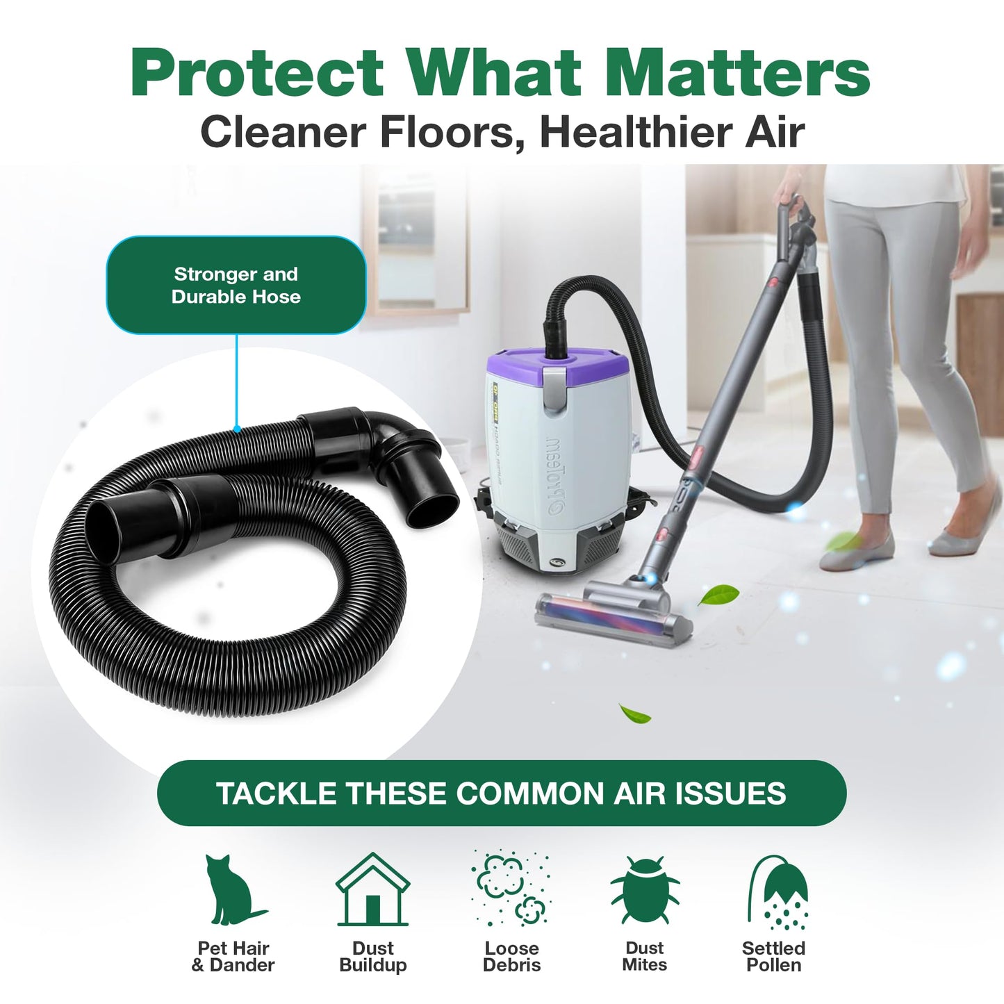 Static Dissipating Backpack Vacuum Hose (1-1/2-inch Cuffs) Replacement Compatible with ProTeam Super Coach Vac, Mode 6 and other models, Part 103048 - by Think Crucial (1 Pack)