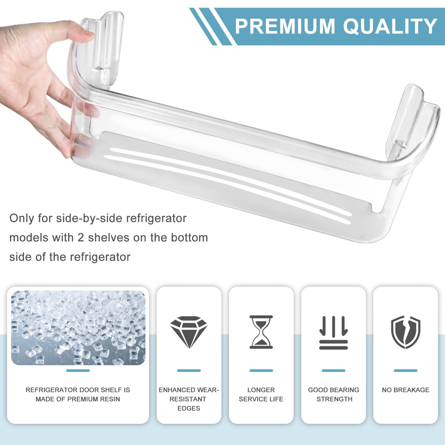 Upgraded 242126602 Refrigerator Door Bin Shelf Replacement Part Compatible with Frigi.daire Refrigerator Door Shelf 2421266 PS12364199 FFSS2625TS0 LFSS2612TF0 Door Shelf Shelves by AMI PARTS (2 Pack)