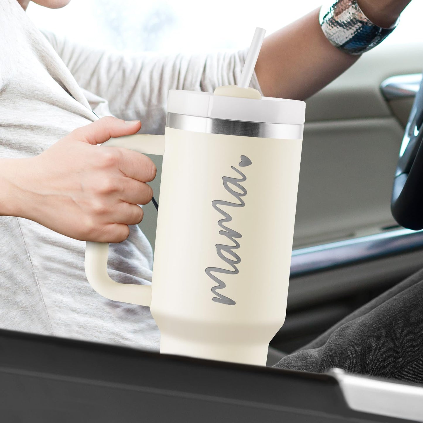 Mama Gifts - First Mothers Day Gifts for New Mom Gifts for Mom To Be, First Time Moms, Pregnant Moms, Expecting Mommy - New Mom Essentials - 40oz Travel Cup Insulated Tumbler with Lid & Straw