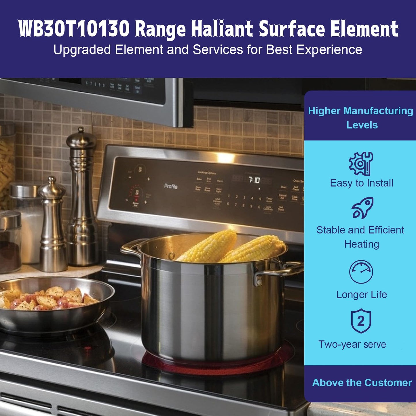 Upgraded WB30T10130 Range 12" Dual Haliant/Radiant Surface Element Compatible with GE Electric Stove, 12-inch haliant element, Glass Top Stove Burner Replace AP4344395, PS2321564, AH2321564, 1474216