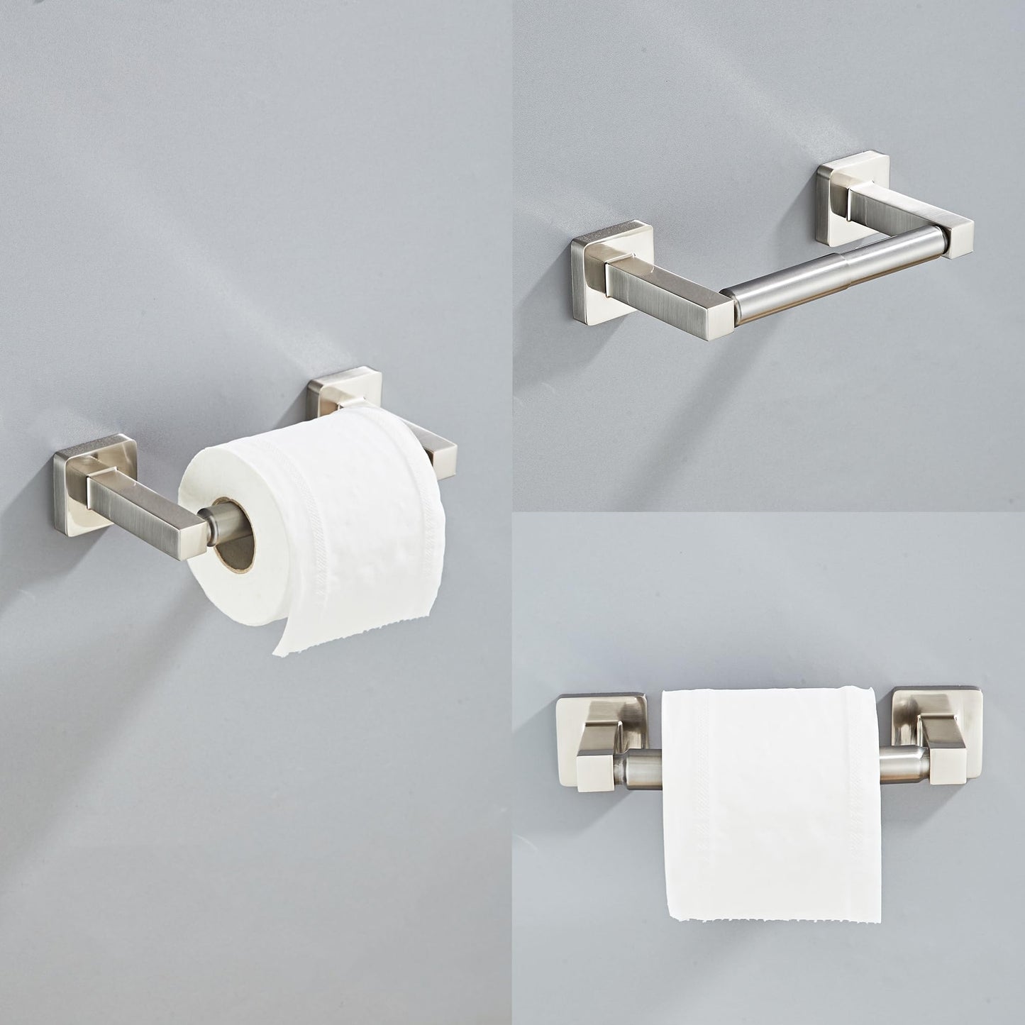 Brushed Nickel Bathroom Hardware Set 4 Pieces,Towel Bar Set Stainless Steel Wall Mounted, Includes 16In Hand Towel Bar, Towel Ring, Robe Towel Hooks,Toilet Paper Holder, Bathroom Towel Rack Set…