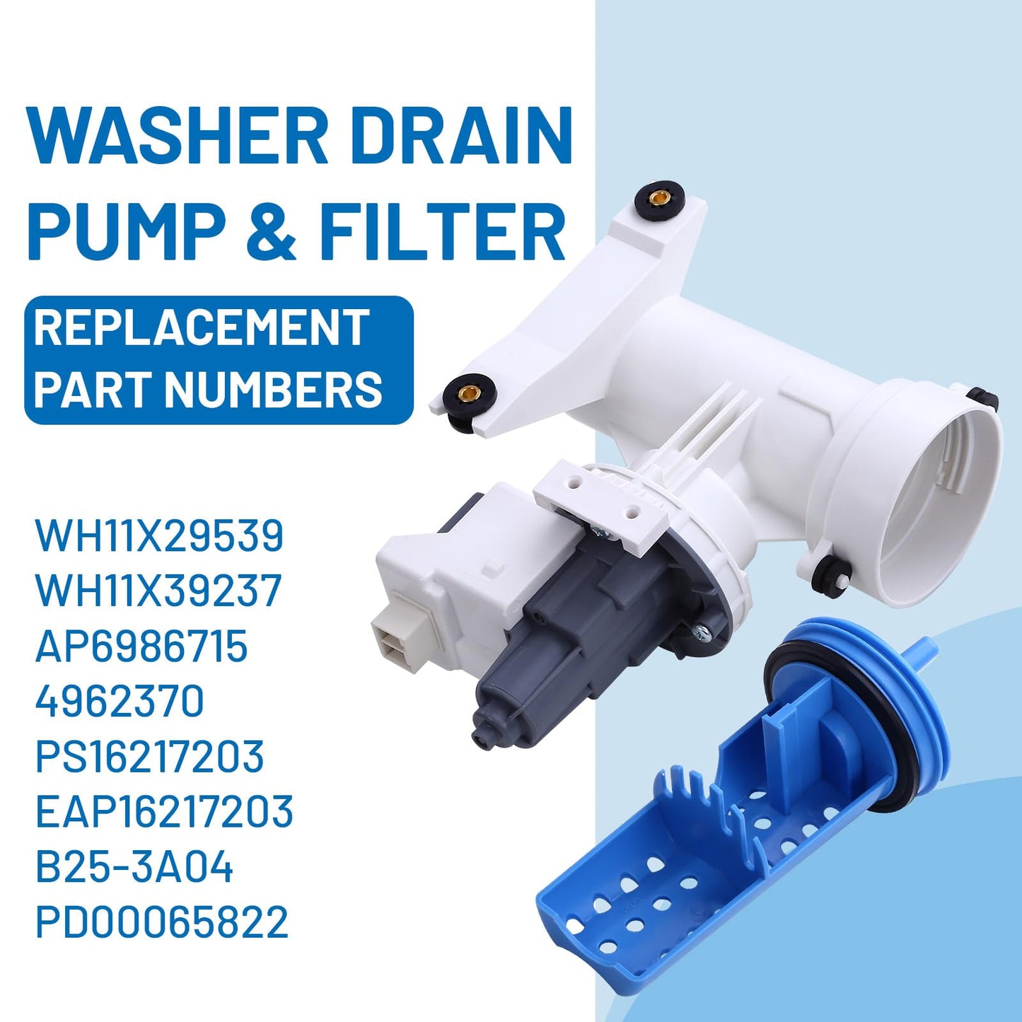 GFW850SPN2RS GFW550SSN0WW GFW650SSN2WW GFW850SPN0RS GFW550SSN2WW Washer Drain Pump and Filter for GE Washer, WH11X39237 Drain Pump Replacement for GE Washer Parts GFW550SSN1WW GFW650SSN0WW