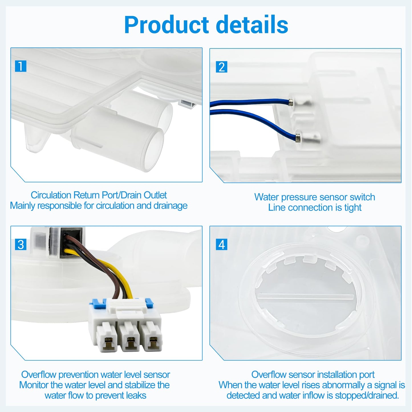 DD82-01373A, DD82-01111A Dishwasher Case Break And Overflow Sensor, Compatible With samsung Dishwasher OEM Parts DD82-01111B A/S-CASE BTAKE up, 1-Year Warranty.