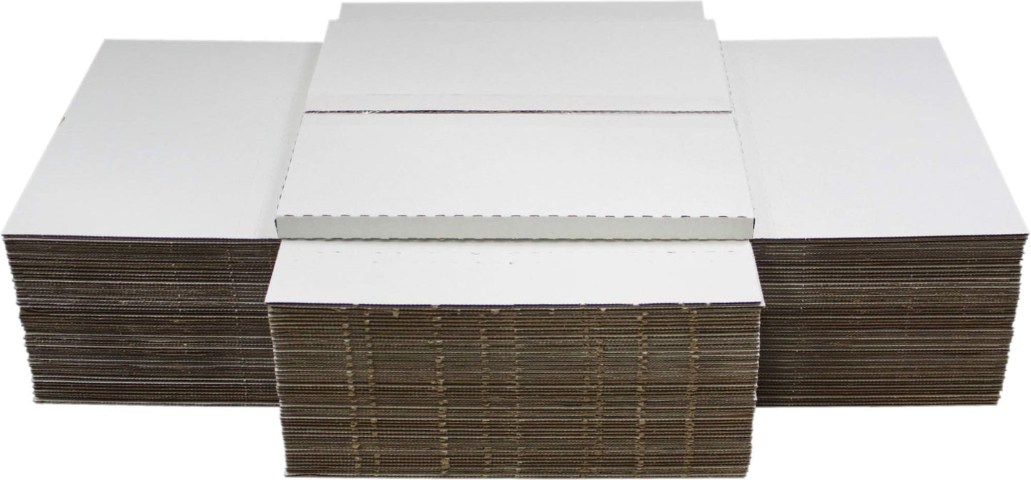 (25) White Vinyl Record LP Shipping Mailer Boxes - Holds 1 to 3 12" Records - Adjustable Height - STRONG 32 ECT Cardboard #12BC01VDWH