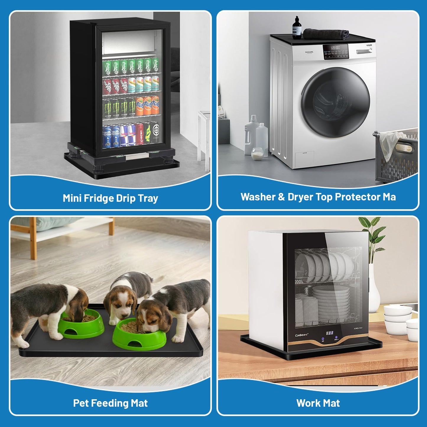 Nefish Mini Fridge Stand with 23.6" x 23.6" x 0.8" Silicone Drip Tray with Raised Edge Mini Refrigerator Stand with Mat Portable Washer and Dryer Pedestal