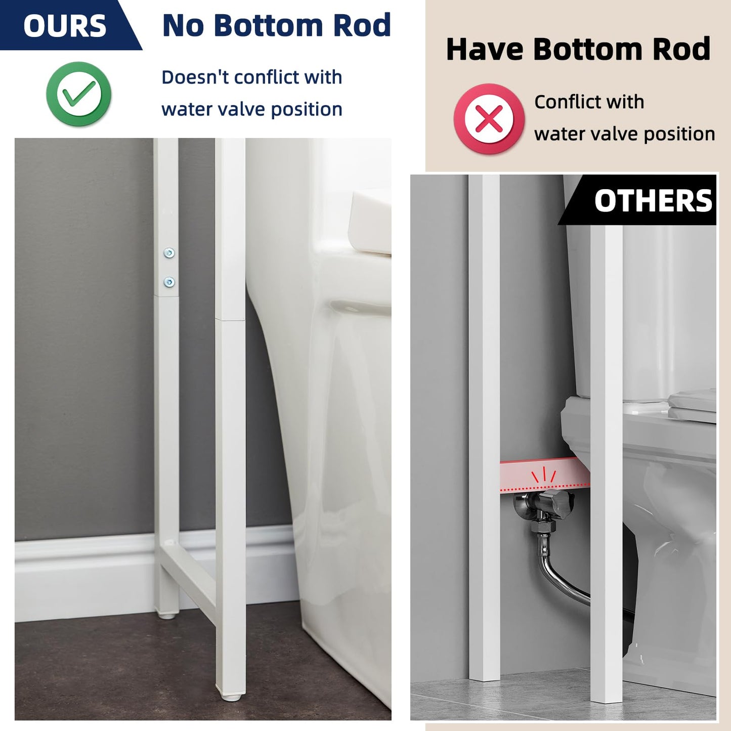 MOHOPE 2-Tier Over The Toilet Storage with 2 Fabric Drawers, Freestanding Above The Toilet Storage Cabinet, Space Saver Metal Over Toilet Bathroom Organizer Shelf for Small Space, White