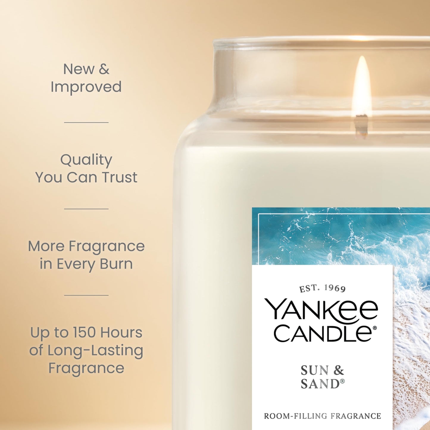 Yankee Candle Sun & Sand Scented Candle, 22oz Large Jar with up to 150 Hour Burn Time, Giftable