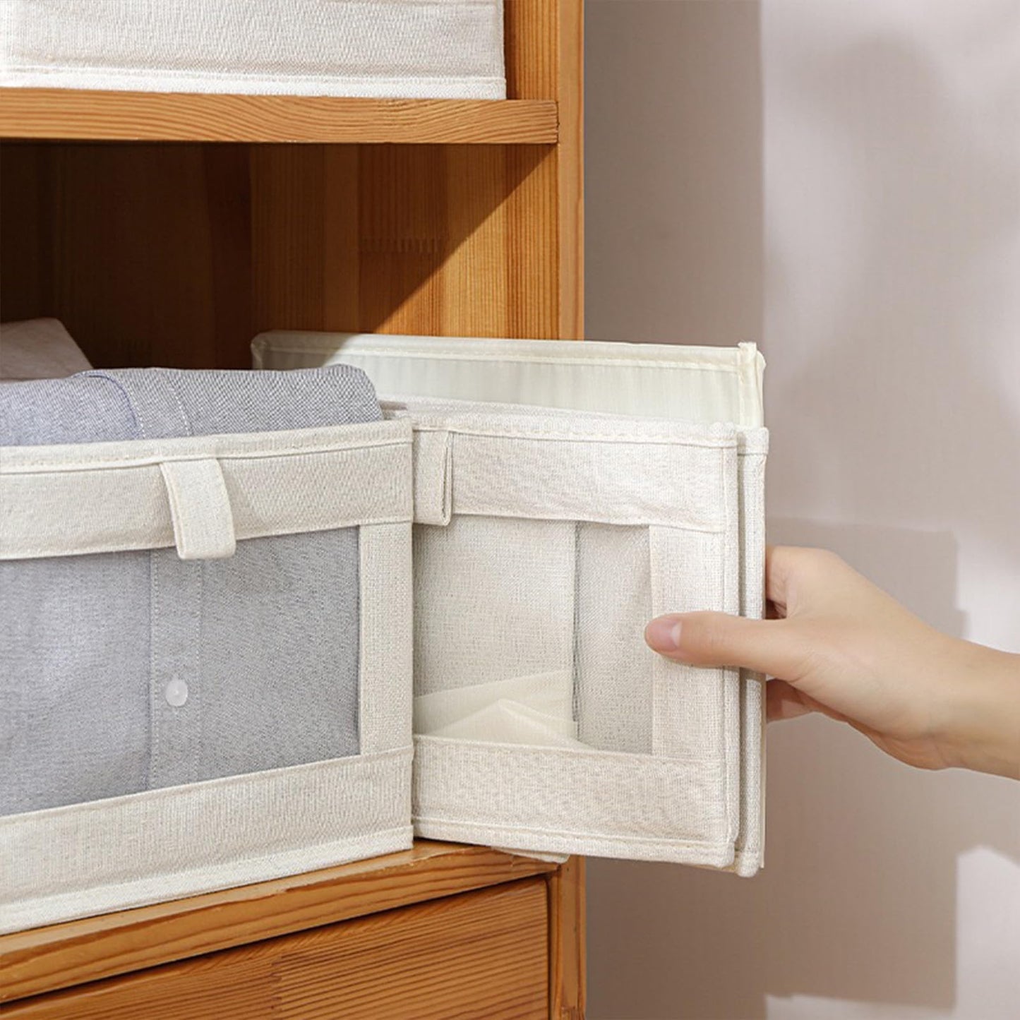 Linen Closet Organizers And Storage, 12 Pack Closet Storage Bins Linen Closet Baskets for Closet Organization Foldable Closet Organizer Bins with Clear Window For Organizing Clothing, Jeans, Shelves