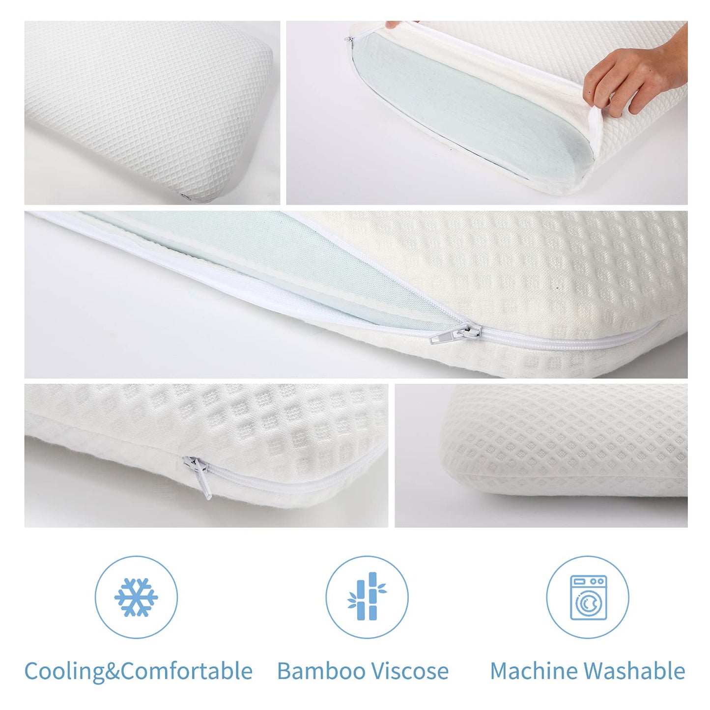 DLIGHT BD Slim 3.2" Stomach Sleeping Memory Foam Pillow-Thin, Flat, Soft Yet Supportative for Belly, Back& Stomach Sleepers (3.2" Slim-King)