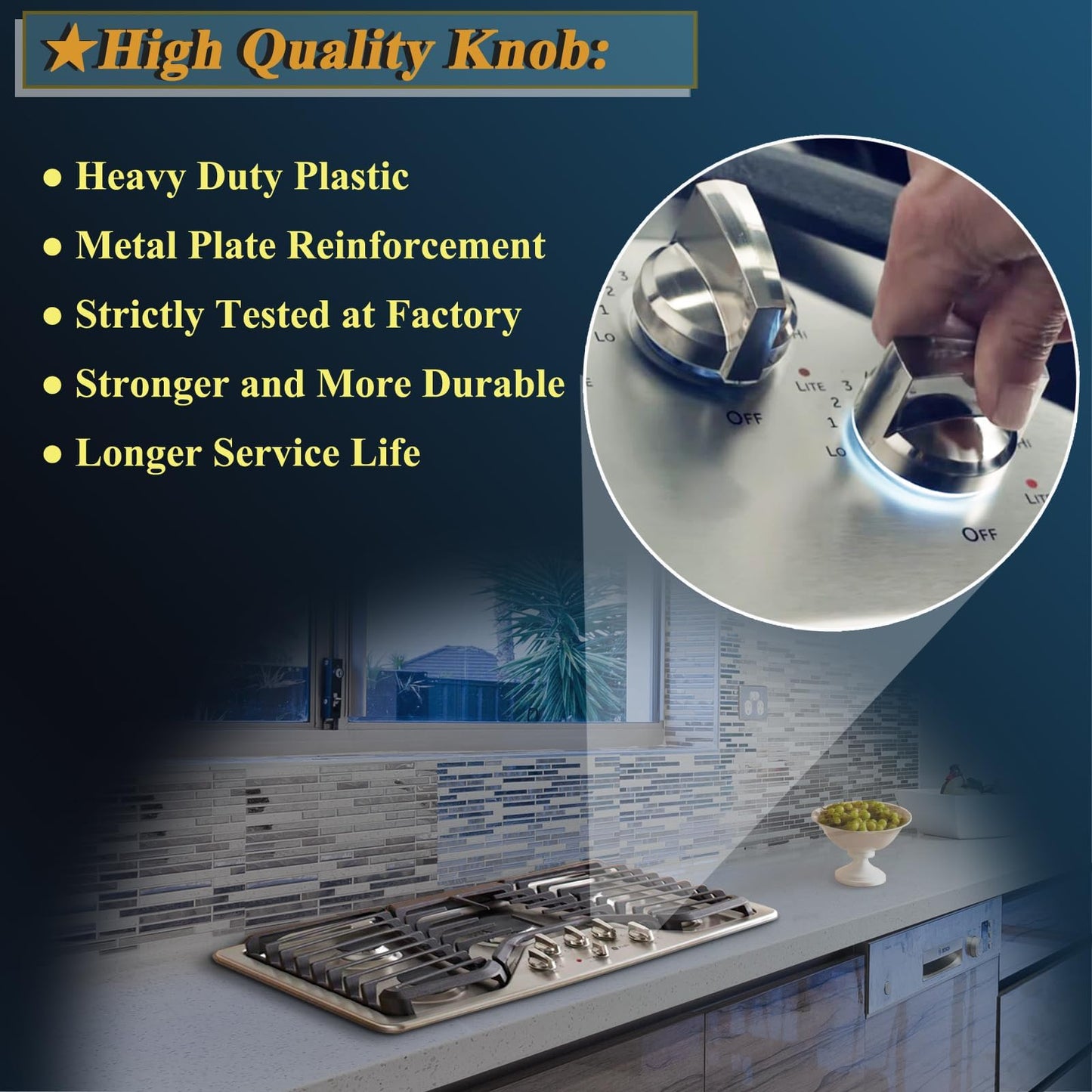 5 Pack WB03X25796 WB03T10326 Gas Cooktop Knob, Range Burner Stove Knob Compatible with GE Range Cooktop, Surface Burner Control Knob Replaces PS11721433, AP5986232, etc. Silver.
