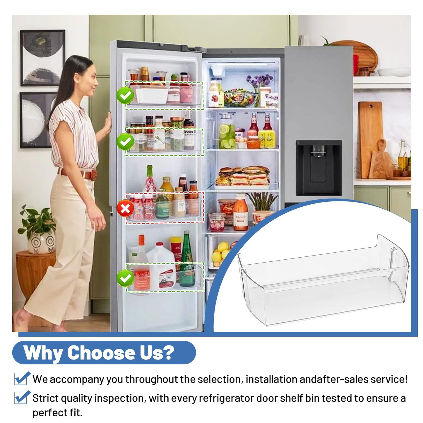 UPGRADED MAN64890501 Refrigerator Door Shelf Bin Compatible With LG Refrigerator Door Bin LRSOS2706S LRSXS2706S LRSXS2706V LRSXS2706W LRSDS2706S Fridge Gallon Shelf Door Basket Replacement Right