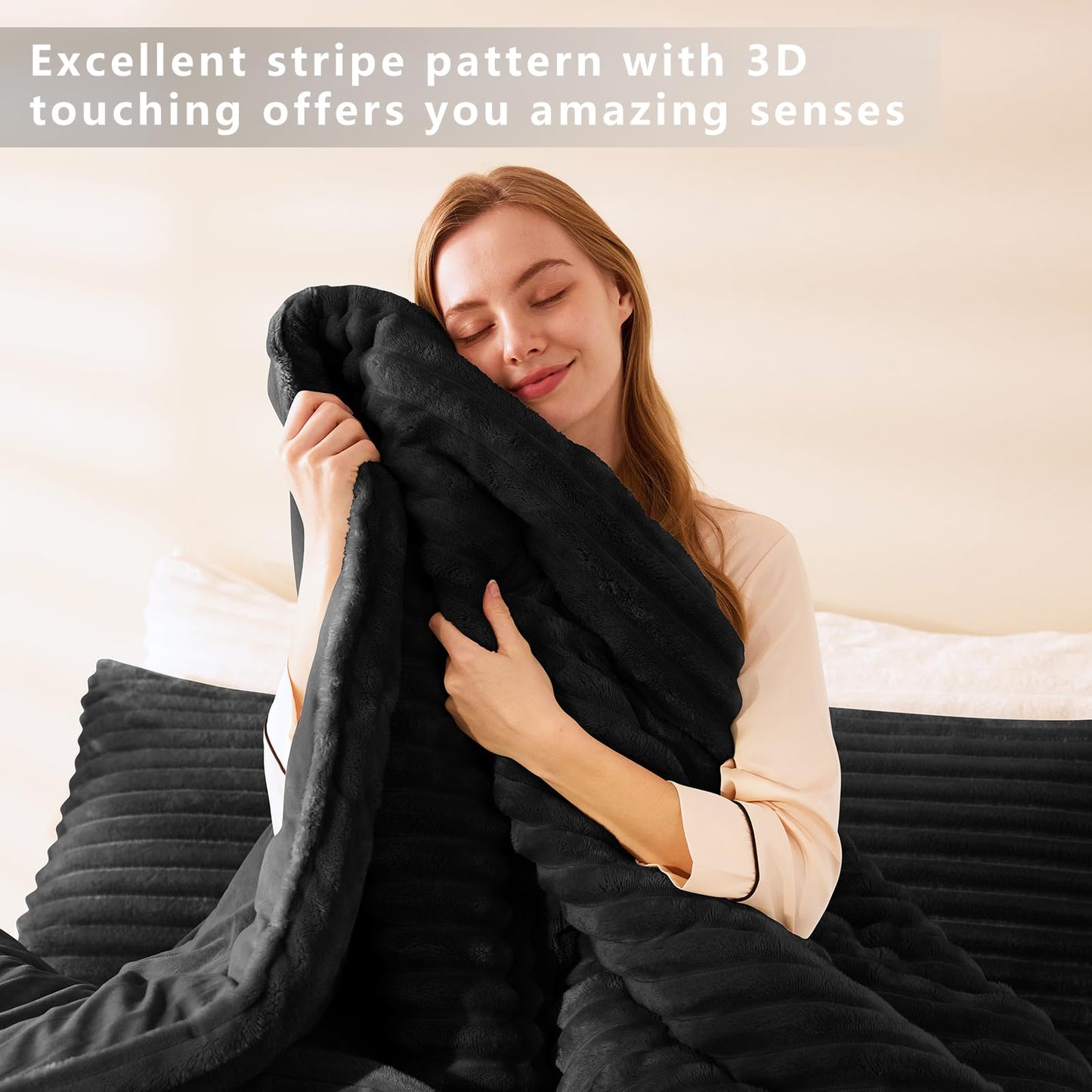 CozyLux Fluffy Queen Comforter Set - Super Soft Faux Fur Black Comforter Queen Size, Winter Warm Fleece Bedding Set, 3 Pieces Plush Fuzzy Bed Set (1 Shaggy Comforter, 2 Pillowcases)