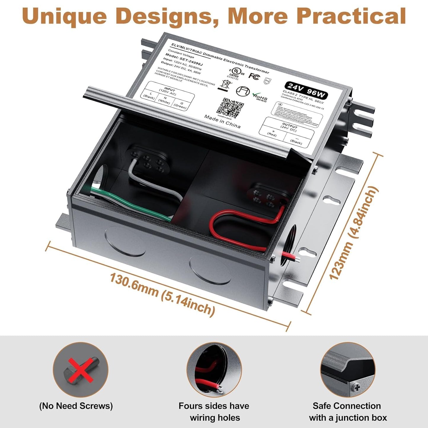 (2 Pieces) 24V Dimmable LED Driver, 96W Triac ELV/MLV LED Transformer Compatible with Lutron&Leviton Switches, Dimmable Led Power Supply 96W 24V for Smooth Flicker Free Dimming