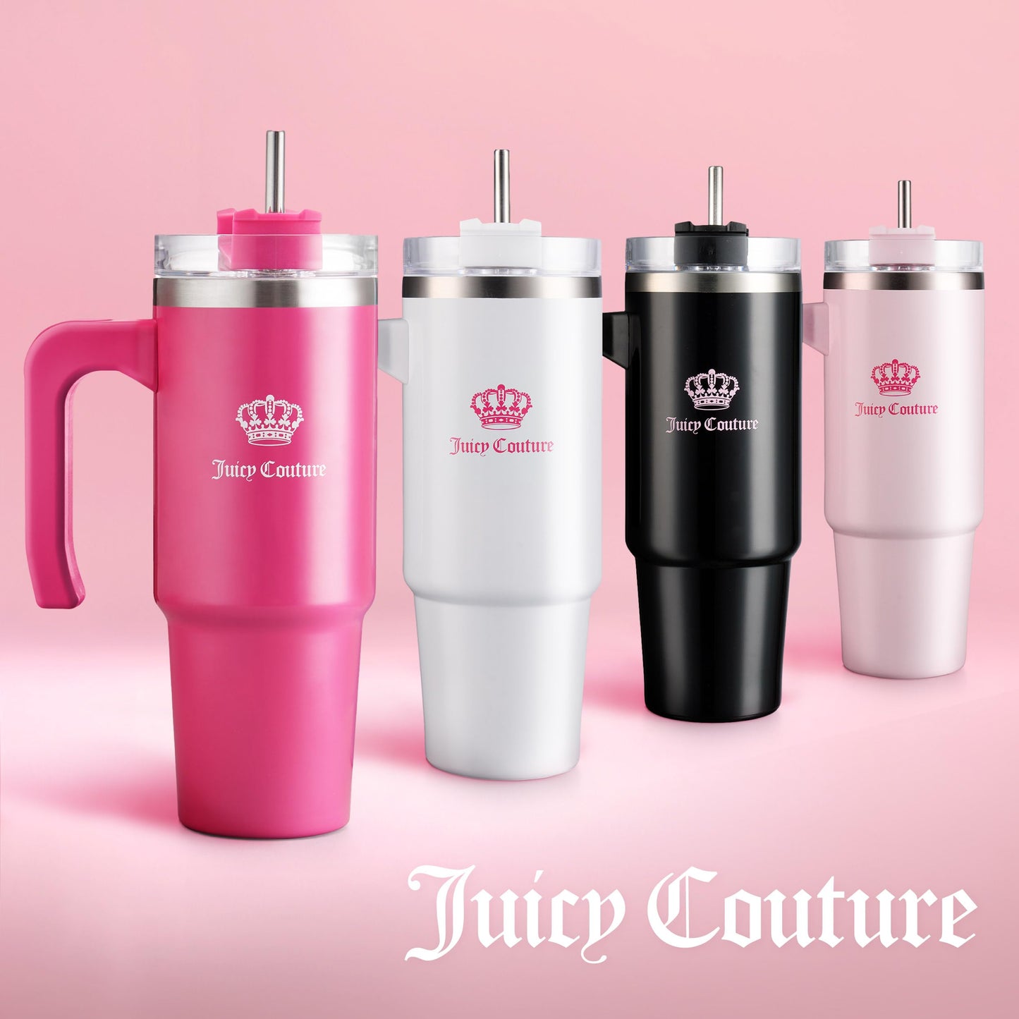 Juicy Couture Travel Style Fashion Water Bottle - Black - 31.5oz