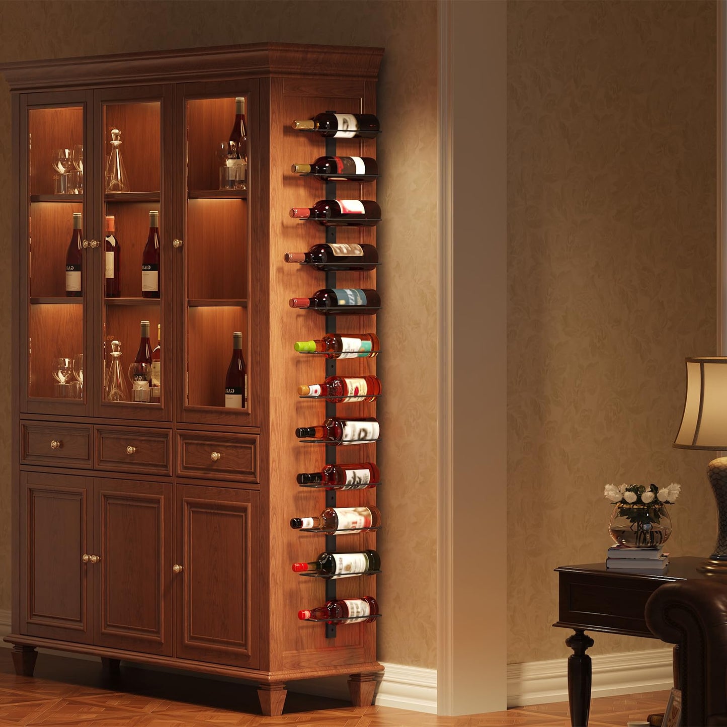 X-cosrack 24 Bottles Wall Mounted Wine Rack, Detachable Wall Hanging Bottle Holder, Use as One or Four, DIY Display, Storage Racks for Wine, for Restaurant, Bar, Cellar