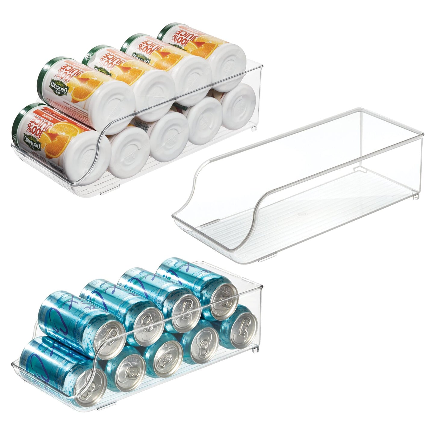 iDesign Soda Can Dispenser for Refrigerator or Pantry - Set of 3 - Clear - Made in USA