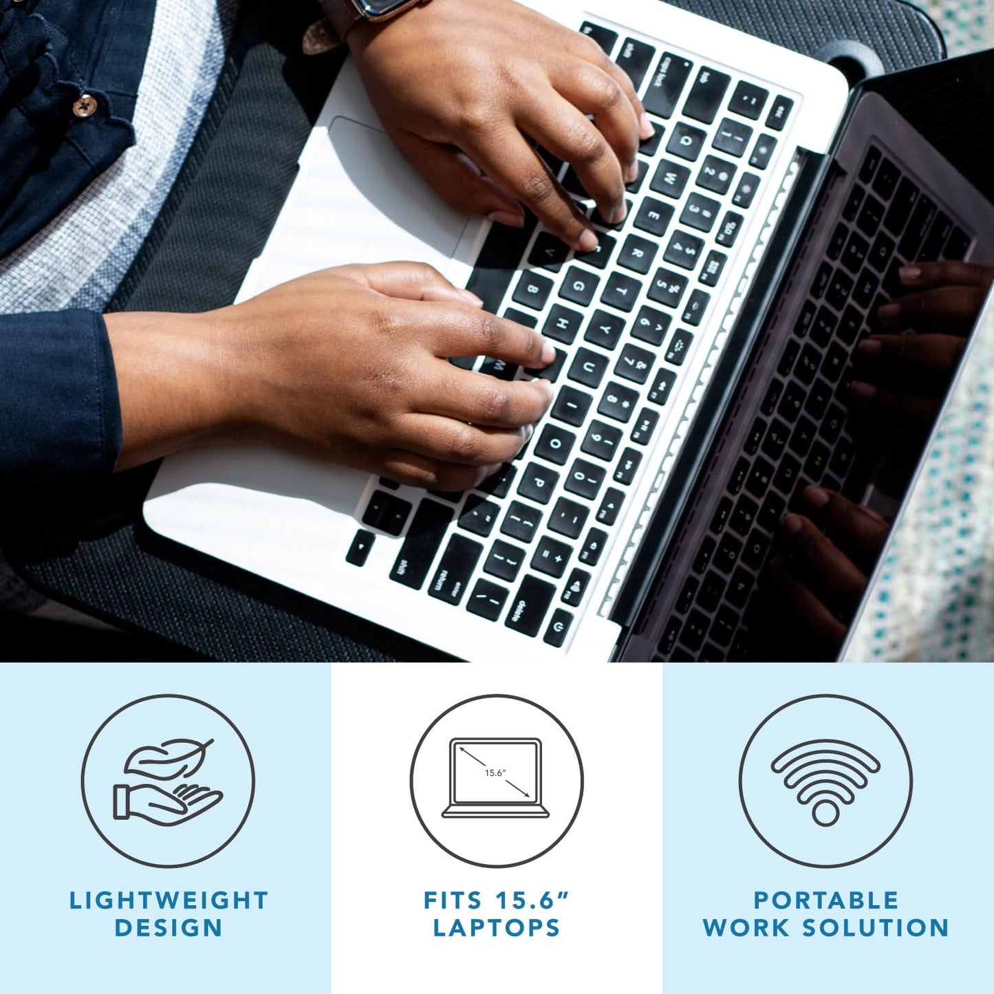 LAPGEAR Memory Foam Lap Desk with Wrist Rest and Media Slot - Medium - Black Carbon - Fits up to 15.6 Inch Laptops and Most Tablet Devices - Style No. 91338