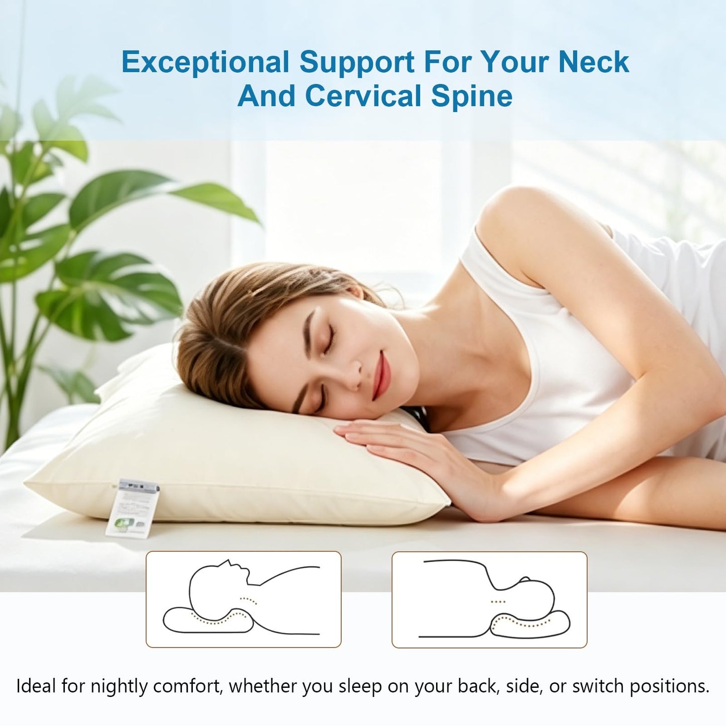 MIOTO Organic Buckwheat Pillow for Sleeping with Dual-Layer Pillowcase and Extra Tartary Buckwheat Hulls, Adjust Height and Firmness, Neck Support Pillow for Back and Side Sleepers 14"x20"