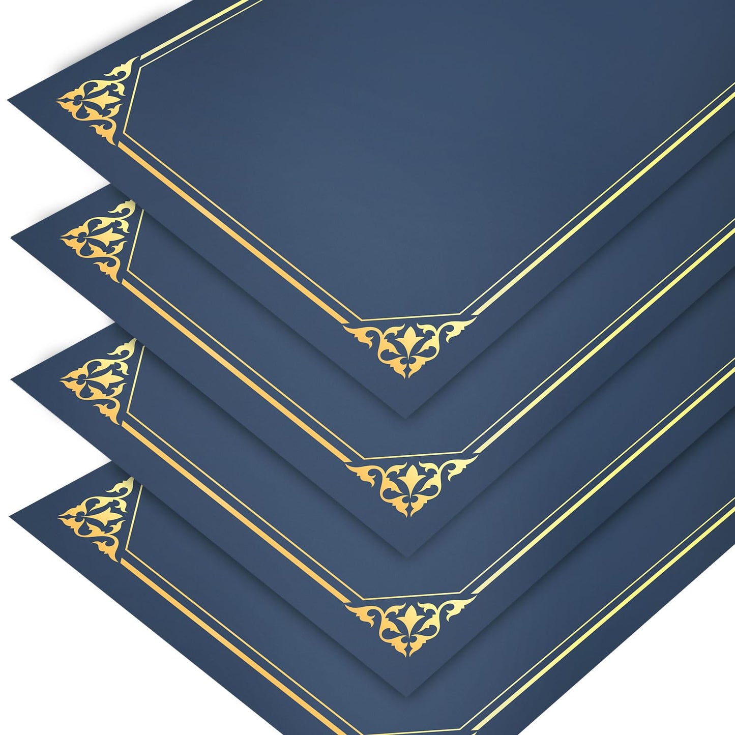 50 Packs Certificate Holders, Navy Blue Diploma Holders, Certificate Covers with Gold Foil Border for Letter Size 8.5 x 11 Award Certificates, Diploma and Documents
