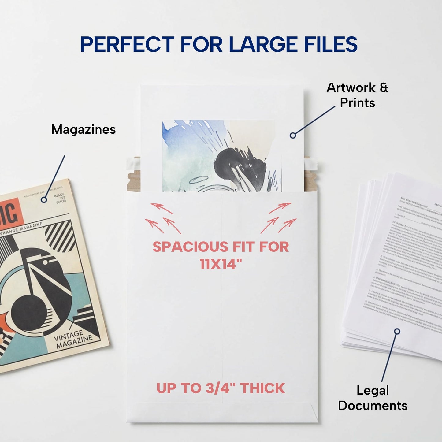 BOX USA Rigid Mailers 12" x 15" (25-Pack) - Cardboard Mailer Envelopes for Photos, Artwork, Certificates - Stay Flat