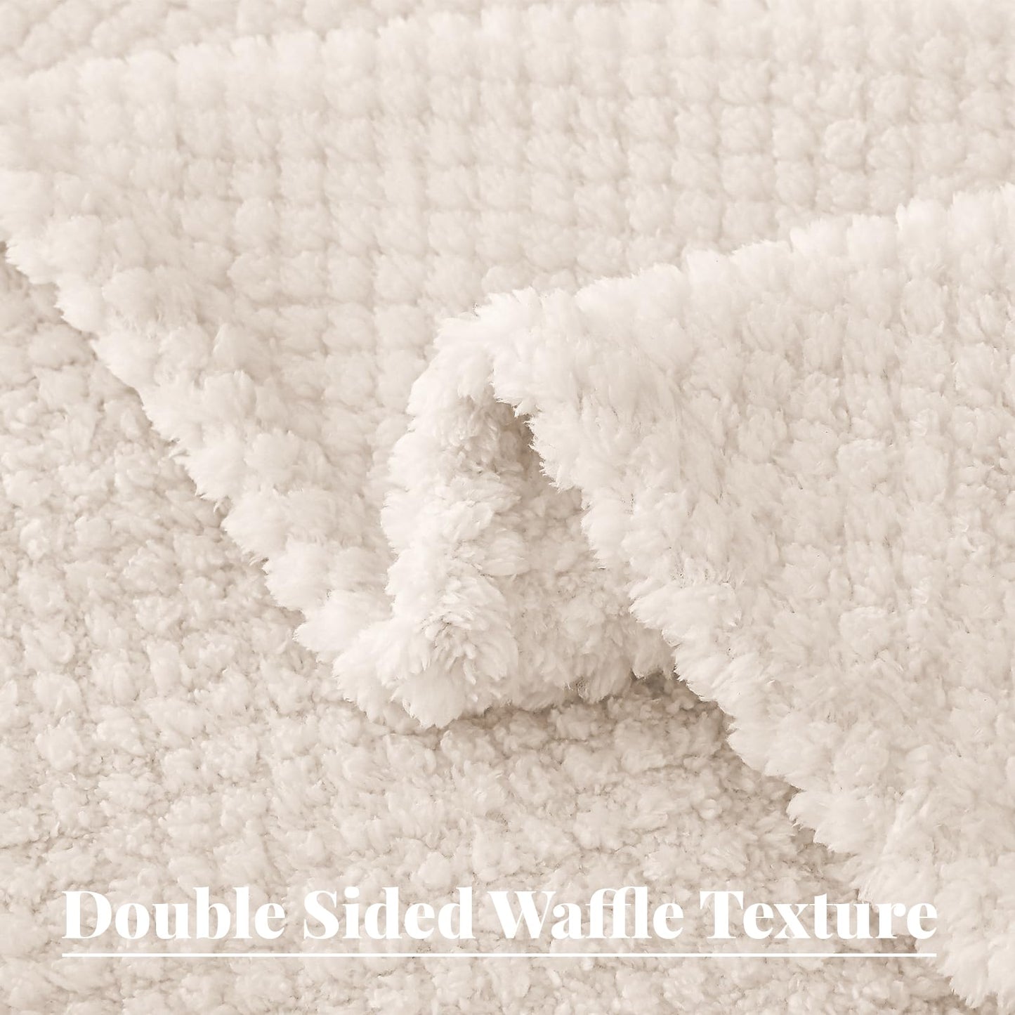Whale Flotilla Queen Size Fuzzy Fleece Blanket for Bed, 90x90 Inch Fluffy Soft Jacquard Blankets for All Season, Lightweight and Cozy, Ivory