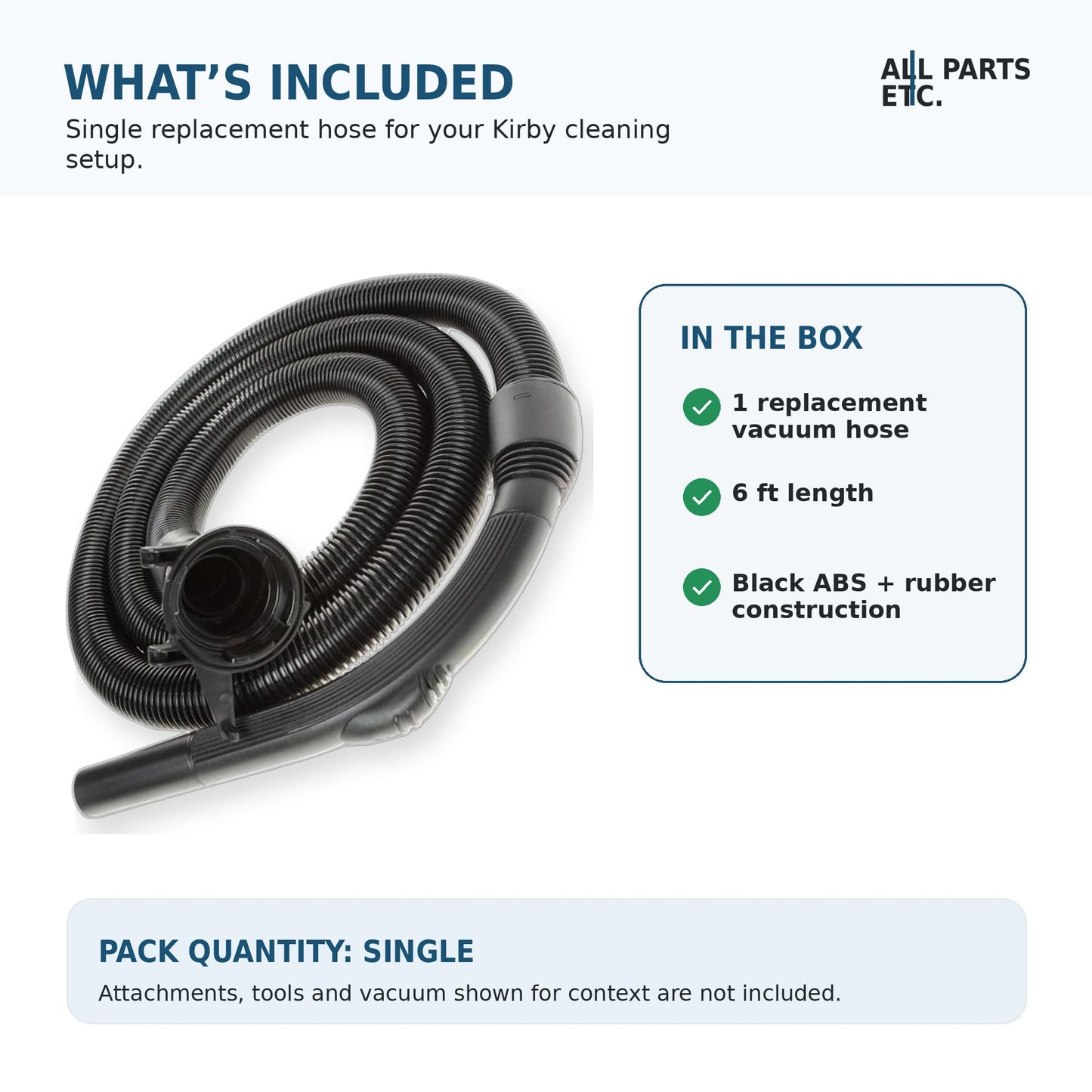 ALL PARTS ETC. 6 Ft Replacement Vacuum Hose for Kirby G Series (G3, G4, G5, G6), Sentria Models & Avalir Compatible with Ultimate G Diamond & More Vacuum Cleaner Hose Attachment