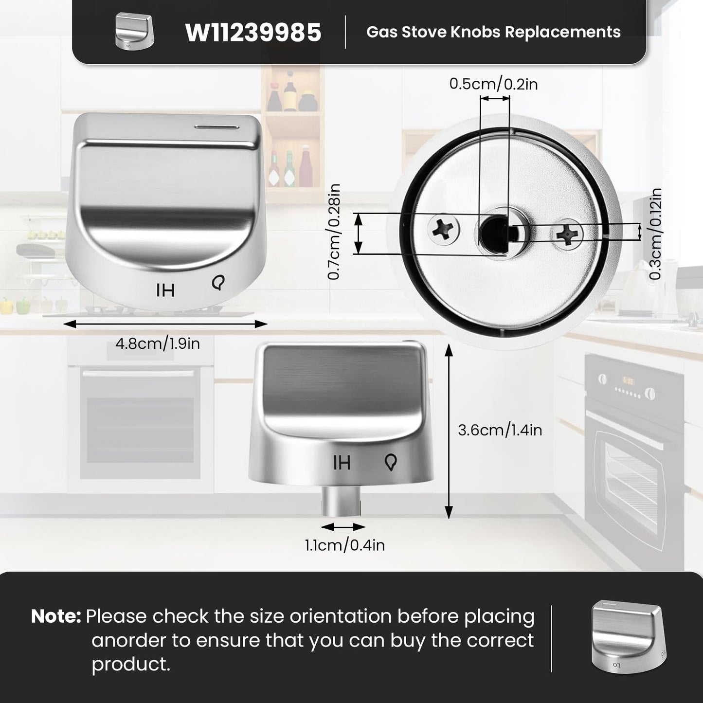 W11239985 W10850015 Range Control Knobs Replace 4845290 AP6333411 PS12578779 PD00061875,Compatible with Whirlpool Gas Stove WFG525S0HZ1 WFG550S0HZ0 WFG525S0HZ0 WFG525S0JV0,5PCS