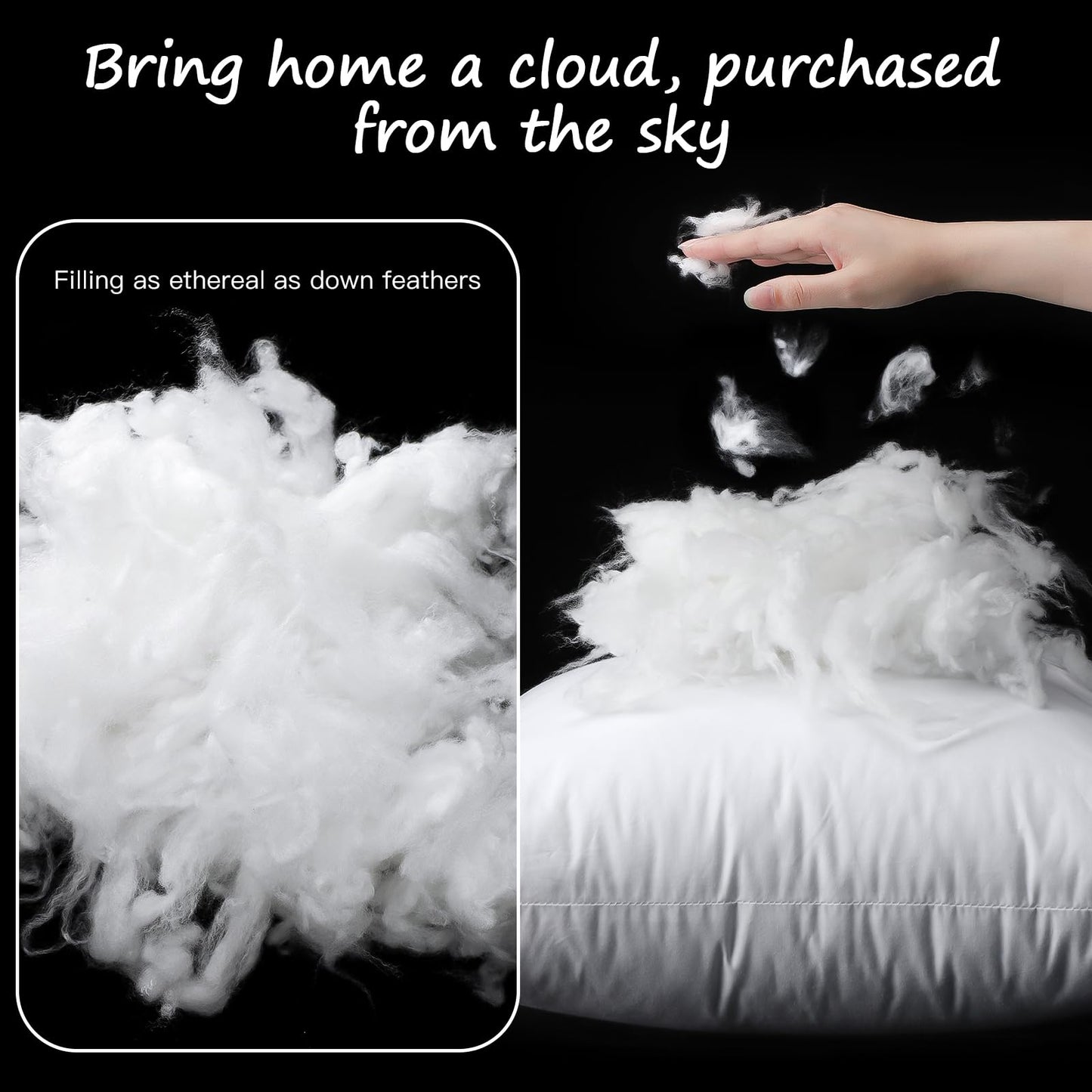 Artscope Synthetic Down Pillow Insert, 24x24 Down Alternative Throw Pillow Insert. Ultra Soft Fluffy Sleeping Pillow with 100% Cotton Cover, Decorative Pillows Set of 2-White.
