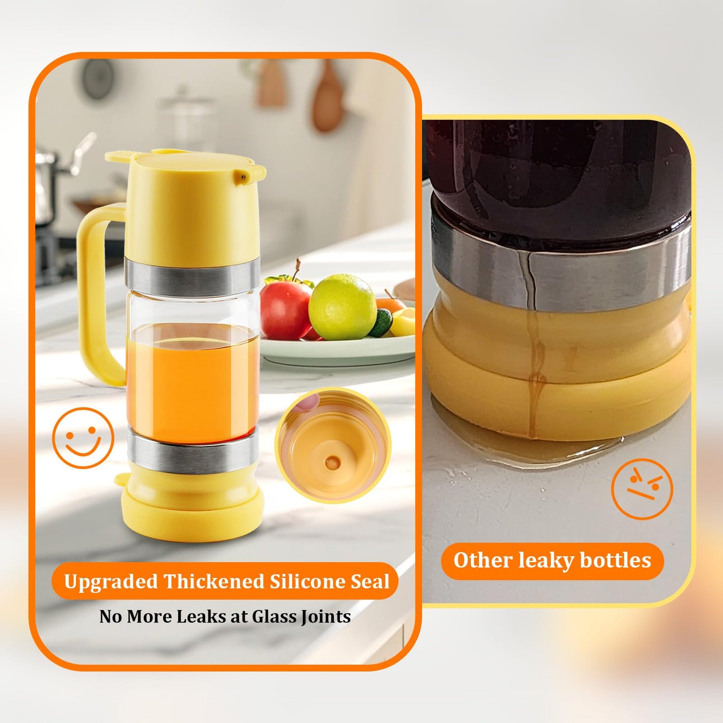 Aelga Glass Honey Dispenser No Drip - 9 OZ Honey Pot Honey Jar with Handle - Maple Syrup Dispenser