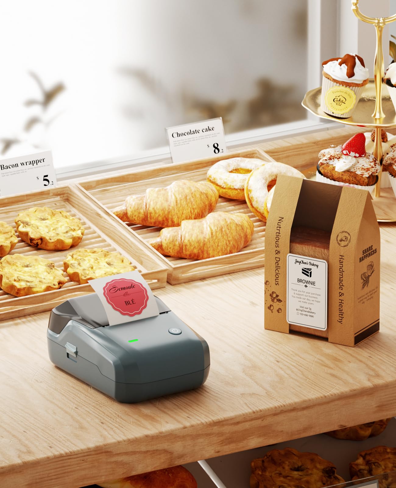 NIIMBOT B1 Label Maker Machine, Thermal Label Printer Easy to Use for Office, Home, Business, Came with 3 Roll White Labels(Blue)