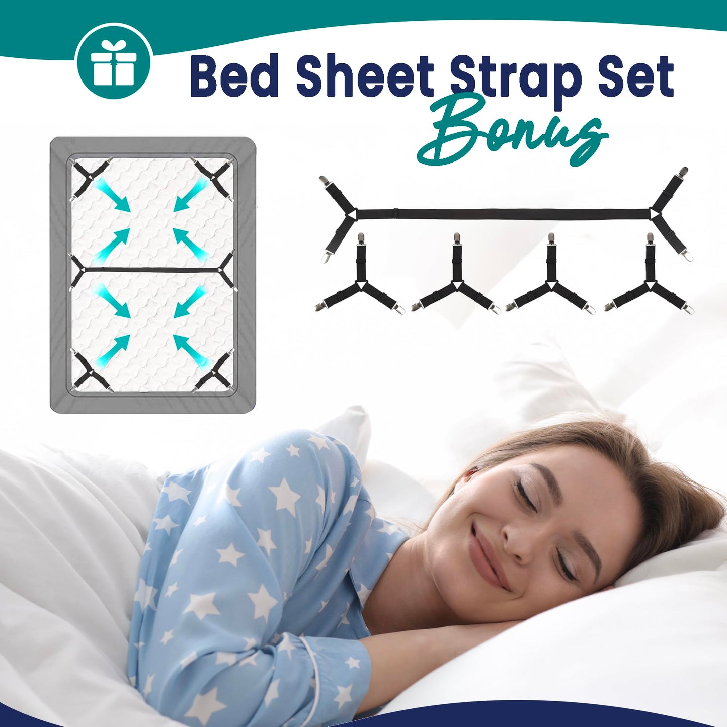EPHEDORA 3-in-1 Fitted Sheet Attached Bed Bridge Twin (XL) to King Converter Kit with Sheet Strap Set | Split King Gap Filler for Adjustable Bed | White