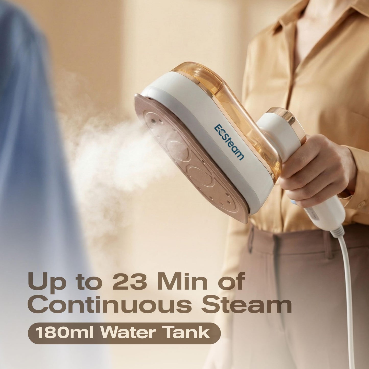 ECSteam Steamer for Clothes & Iron 2 in 1, Portable Clothes Steamer Handheld & Travel Steam Iron for Clothes, 1200W 20s Fast Heat-Up, Foldable Design, 180ml Tank, 23 Min Steam, 120V Wrinkle Remover