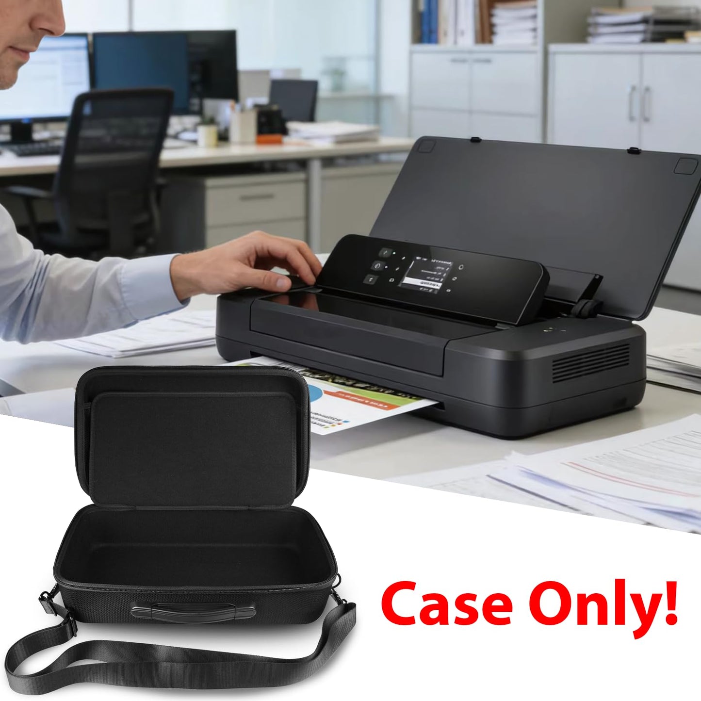 LVKAYCE Hard Travel Case Compatible with HP OfficeJet 250 All-in-One Portable Printer Wireless Mobile Printing CZ992A, Portable Printer Carrying Bag with Adjustable Shoulder Strap (Case Only)