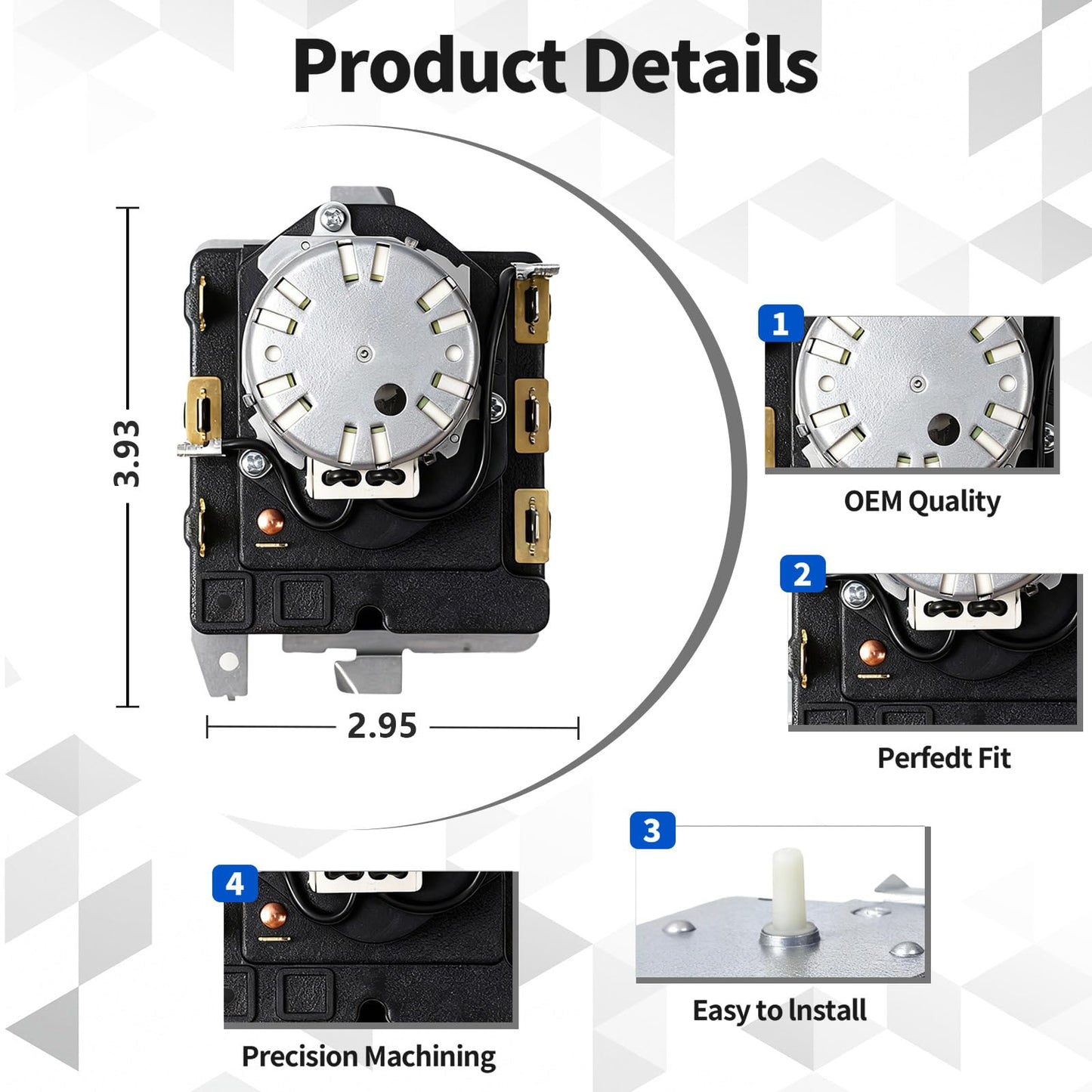 WE04X20415 TMD1CM11 234D1296P003 Dryer Timer, Compatible with GE/Hotpoint DBXR463GG7WW GTDP300GM1WS HTDX100GD6WW HTDX100GM8WW HTDX100GD4WW DHDSR46GG1WW DHDSR46GG7WW etc Models, 1-Year Warranty, OEM