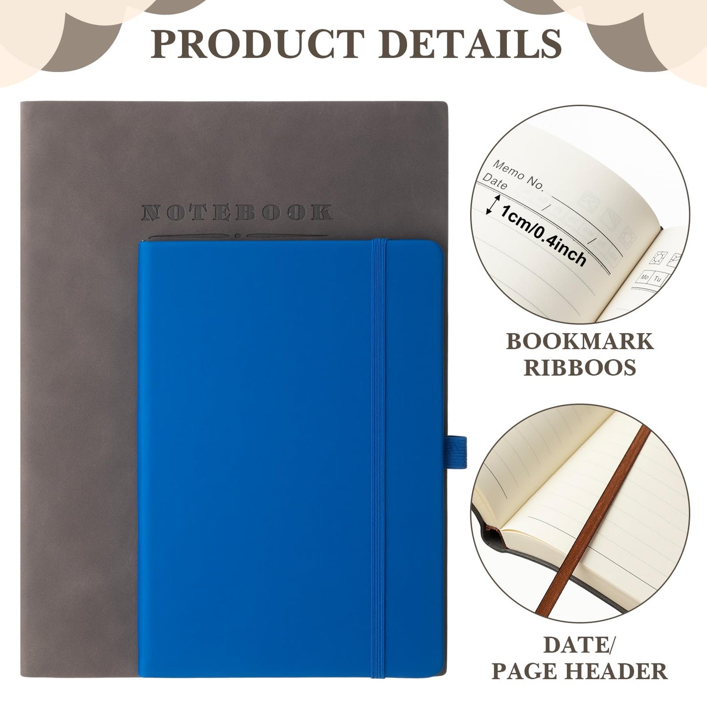 SATINIOR 5 Pack A4 Notebooks Large Journal 360 Pages Leather Softcover Hardcover Notebooks Thick Paper Lined Note Writing Notepad for Travel Office School Business, 8.5'' x 11''(Mixed Color)