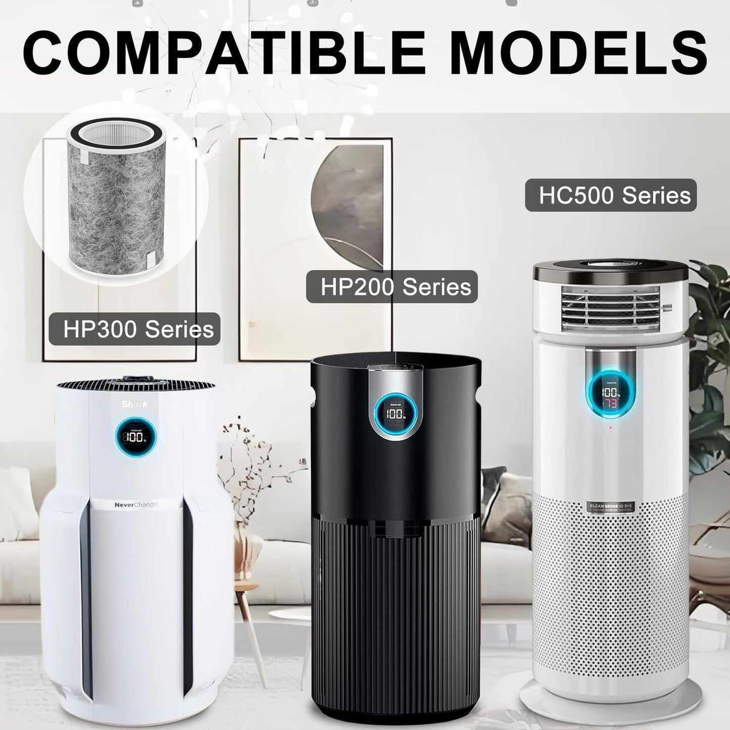Slirceods HP302 HP200 Filter For Air Purifiers Compatible with Shark HP302 HP200 HP201 HP202 UA205 Air Purifiers MAX, MAX 3-IN-1 Series HC501 HC502 HC505. UA505, Part Number HE2FKBAS,(1pack)