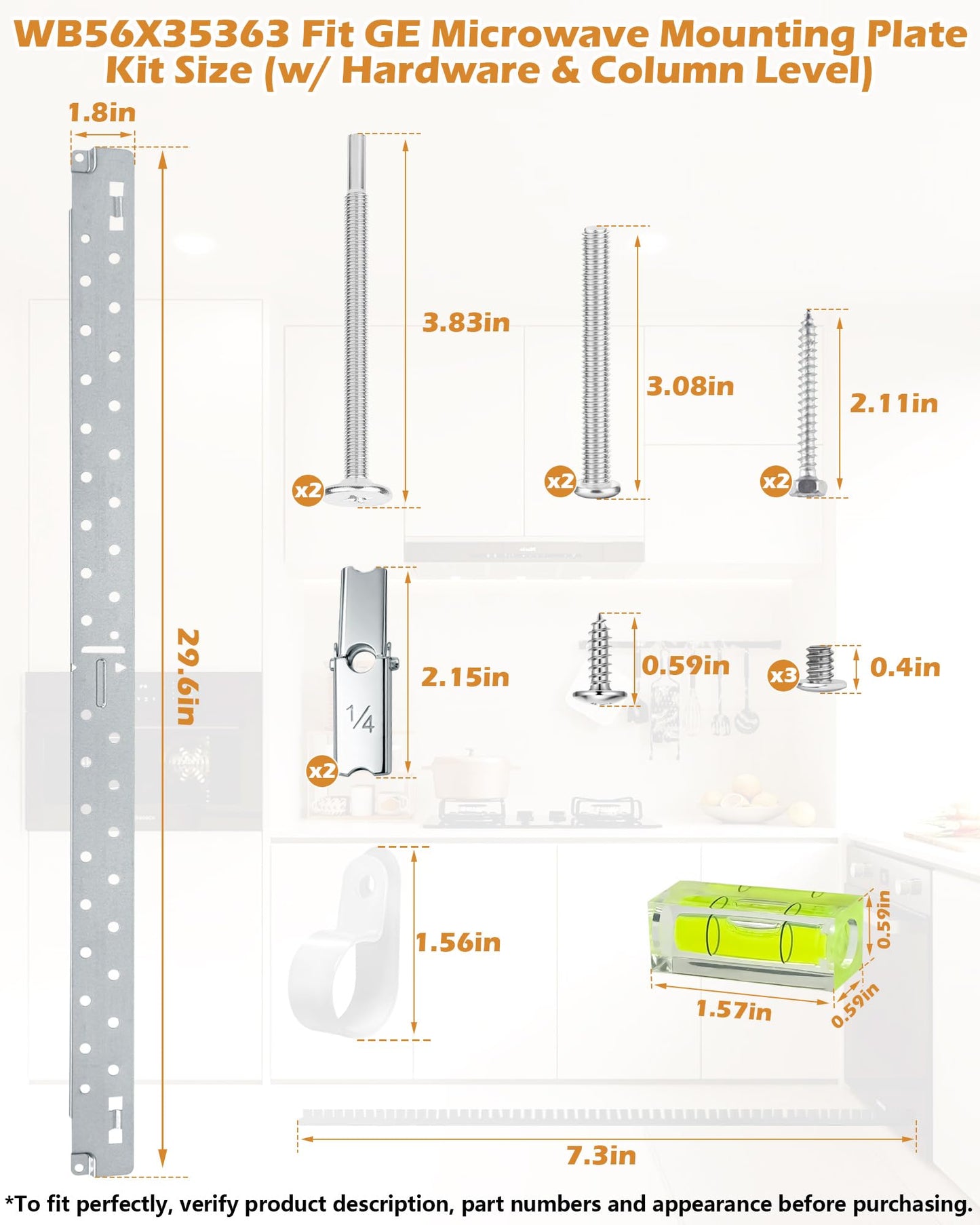 WB56X35363 Microwave Mounting Plate/Bracket Kit Compatible with GE Microwave Ovens WB02X35527 AP6986668 WB56X10669 PS16216996 1167916 AH1021820 EA1021820(with WB02X35527 Screw Assembly & Column Level)
