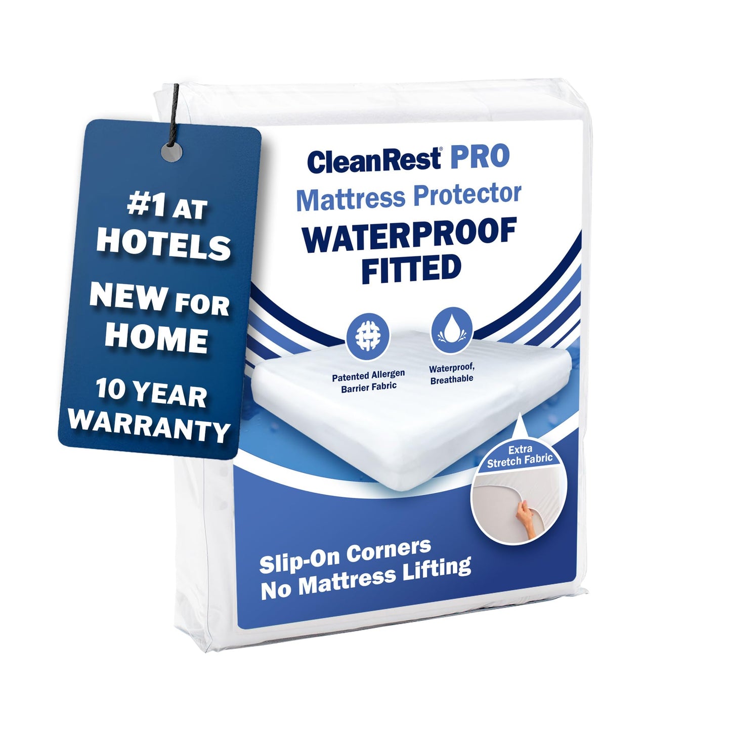 CleanRest Waterproof Mattress Fitted Sheet Protector, Ultimate Defense Against Spills and Wear, MicronOne Allergen Barrier, Breathable, Chemical-Free, Fits Mattress Depths 12" to 21" (Queen)