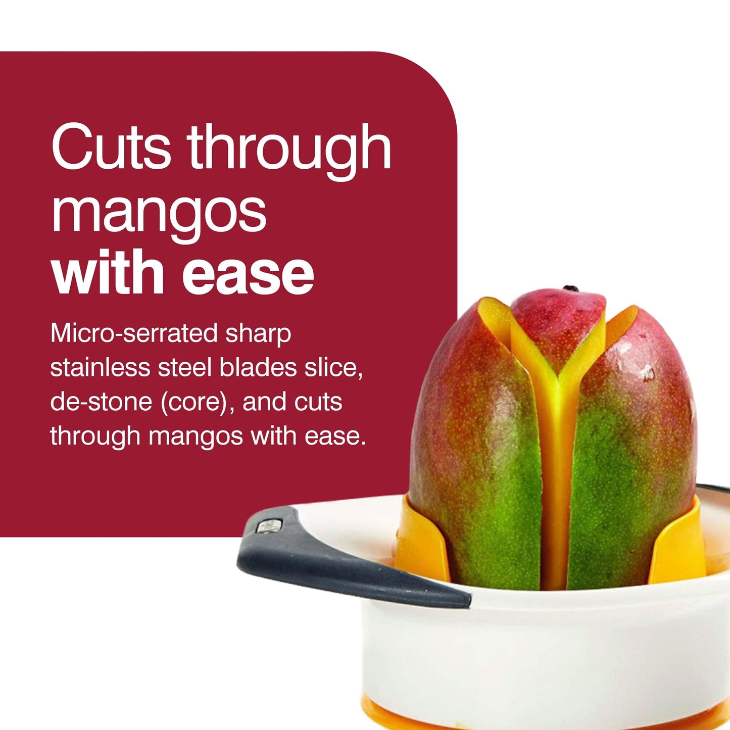 Zyliss 3-in-1 Mango Slicer, Peeler and Pit Remover Tool - Kitchen Mango Depitter & Peeler Gadget - Fruit Slicer with Micro-Serrated Stainless Steel Blader - Mango Corer for Easy Use