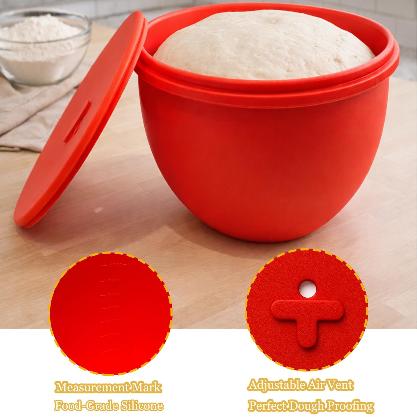 Silicone Bowl Liners for 7 Quart Bowl Lift Stand Mixer, 2 Silicone Liners with Lid, Adjustable Air Hole, Dishwasher Safe, Food Grade Silicone, BPA Free, Mixer Attachments and Accessories