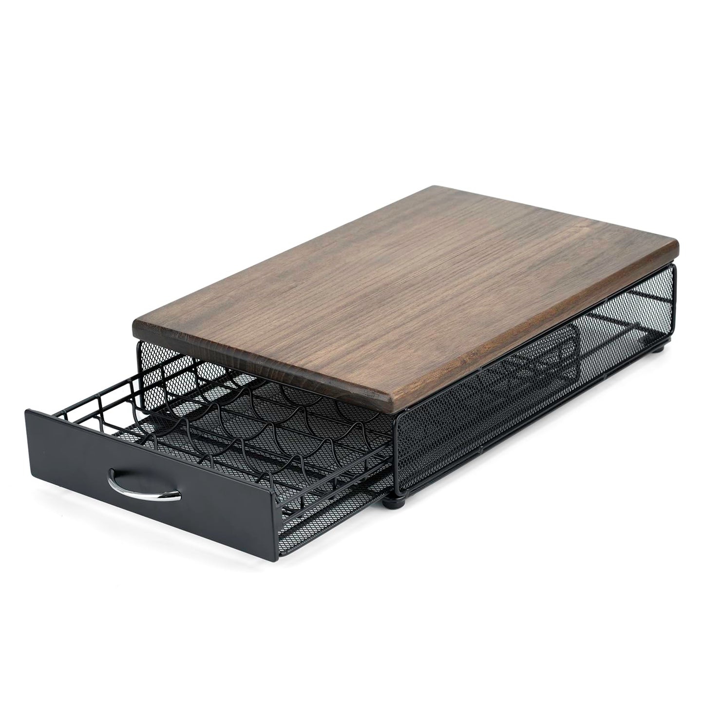 HiveNets for Vertuo Coffee Capsule Storage Drawer Compatible with Nespresso Vertuoline Pods Holder Metal and Wood Top Organizer (can hold 40 Pods)