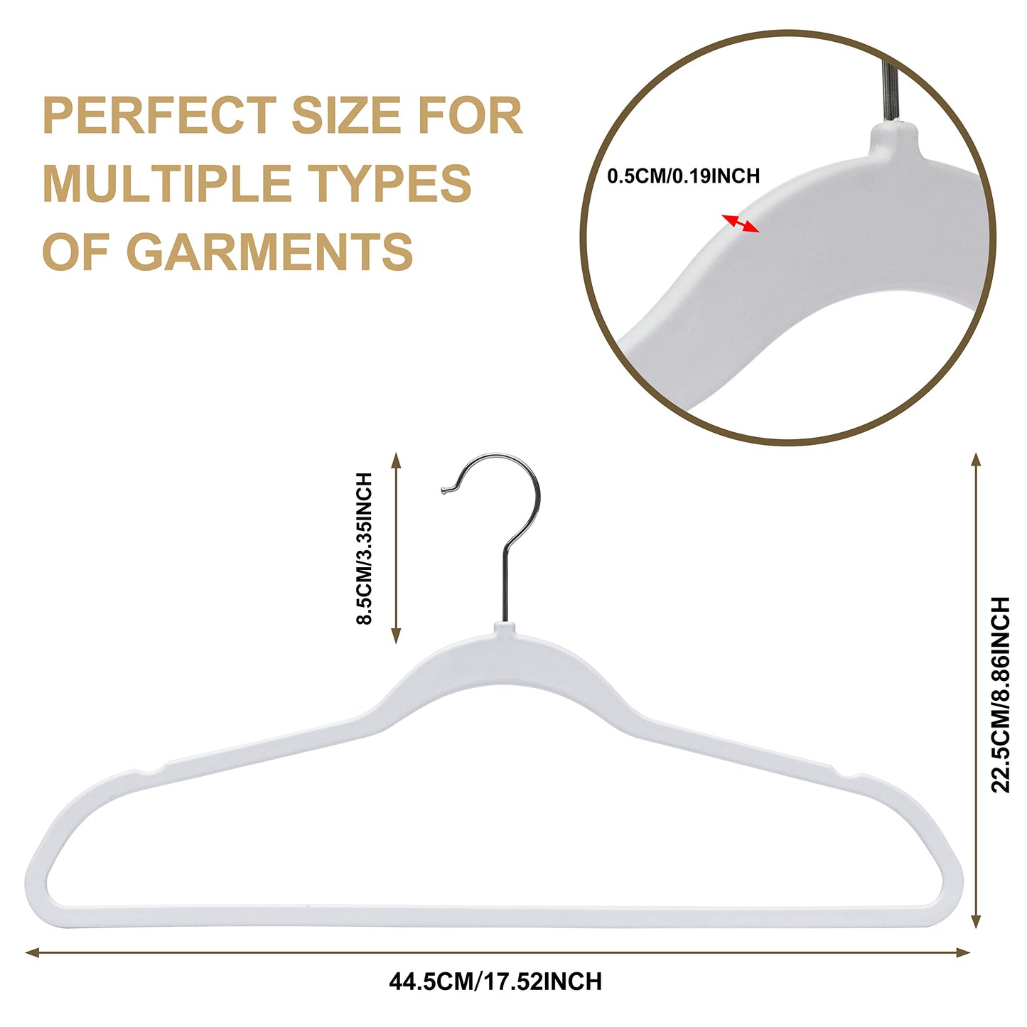 Quality Hangers 50 Pack Non-Velvet Plastic Hangers for Clothes - Heavy Duty Coat Hanger Set - Space-Saving Closet with Chrome Swivel Hook, Functional Non-Flocked Hangers - Cream White