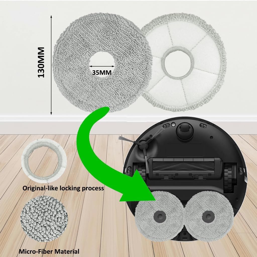 JoyBros Replacement Parts for Dreame X40 Ultra Complete L40 Ultra X40 Master MOVA P10 Pro Ultra Mop Pads X8;Filter HEPA X6;Tri-Cut Main Brushe X1; Side Brushes X6 Accessories