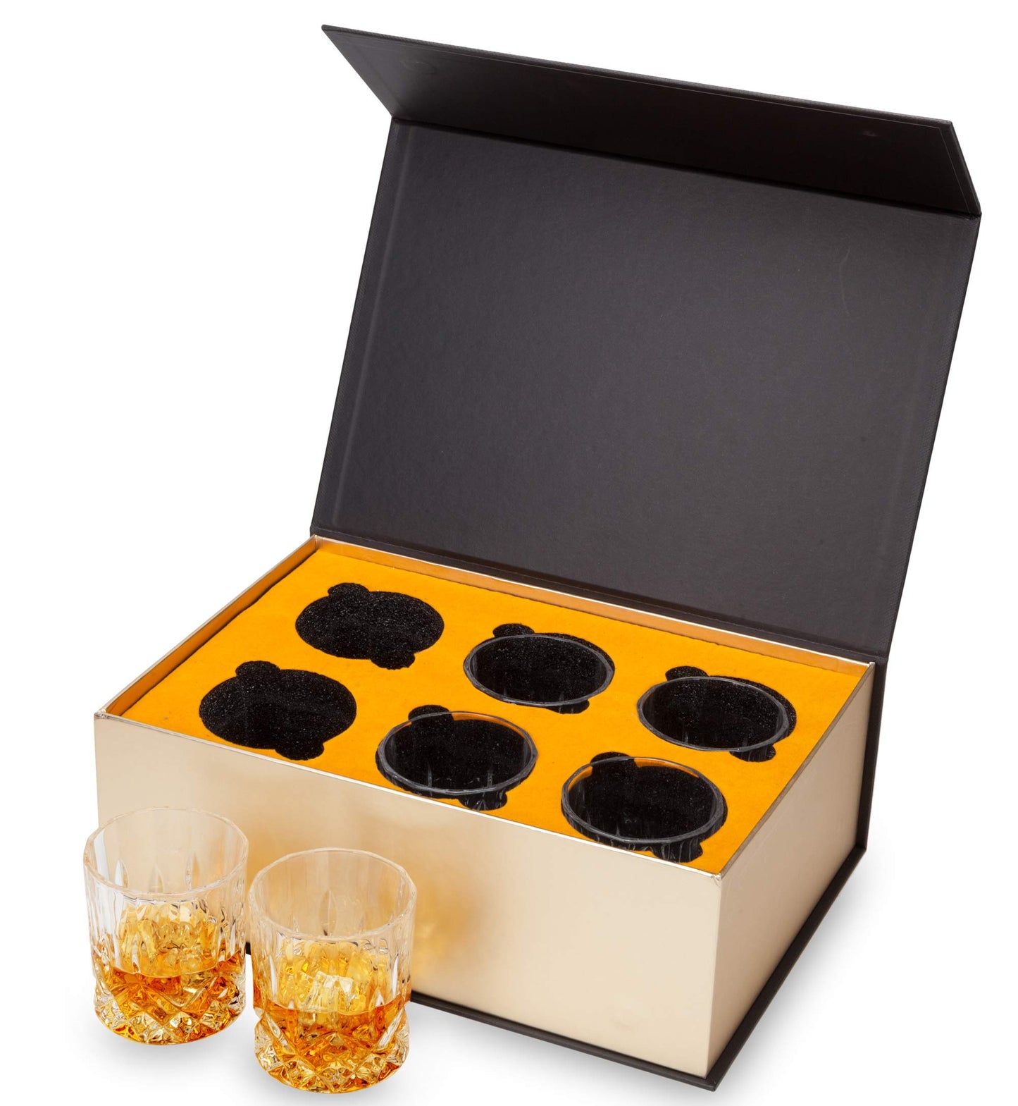 KANARS Whiskey Glasses Set of 6 with Elegant Gift Box,10 Oz Premium Old Fashioned Crystal Glass Tumbler for Liquor, Scotch, Cocktail or Bourbon Drinking, Gifts for Birthday Thanksgiving Christmas