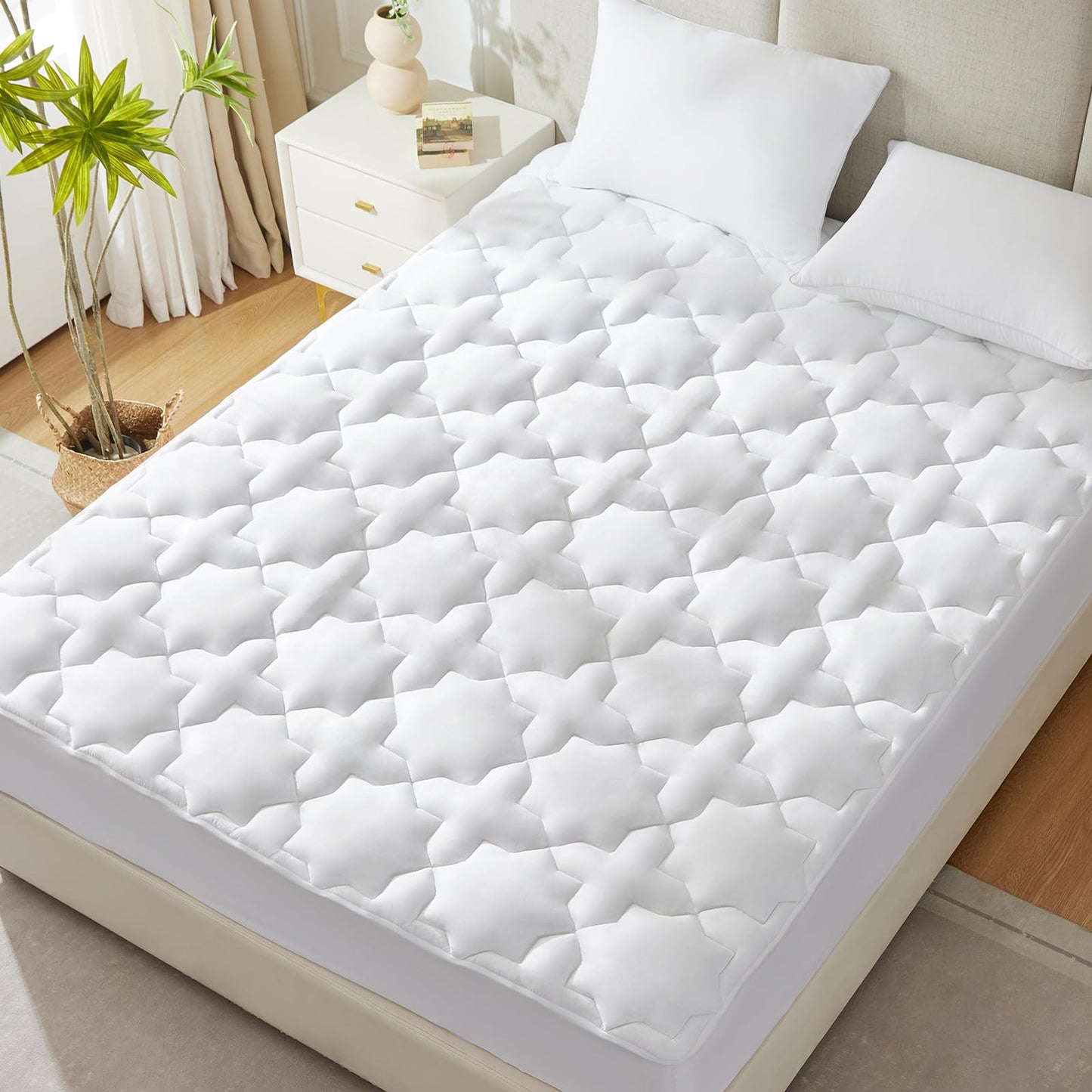 CozyLux Twin Mattress Pad, 450GSM Quilted Cooling Cotton Top Mattress Topper, Extra Deep Pocket Fits 8-21 inches, Oeko-TEX Certified, Plush Soft & Breathable Bed Pad (39"x75", White)