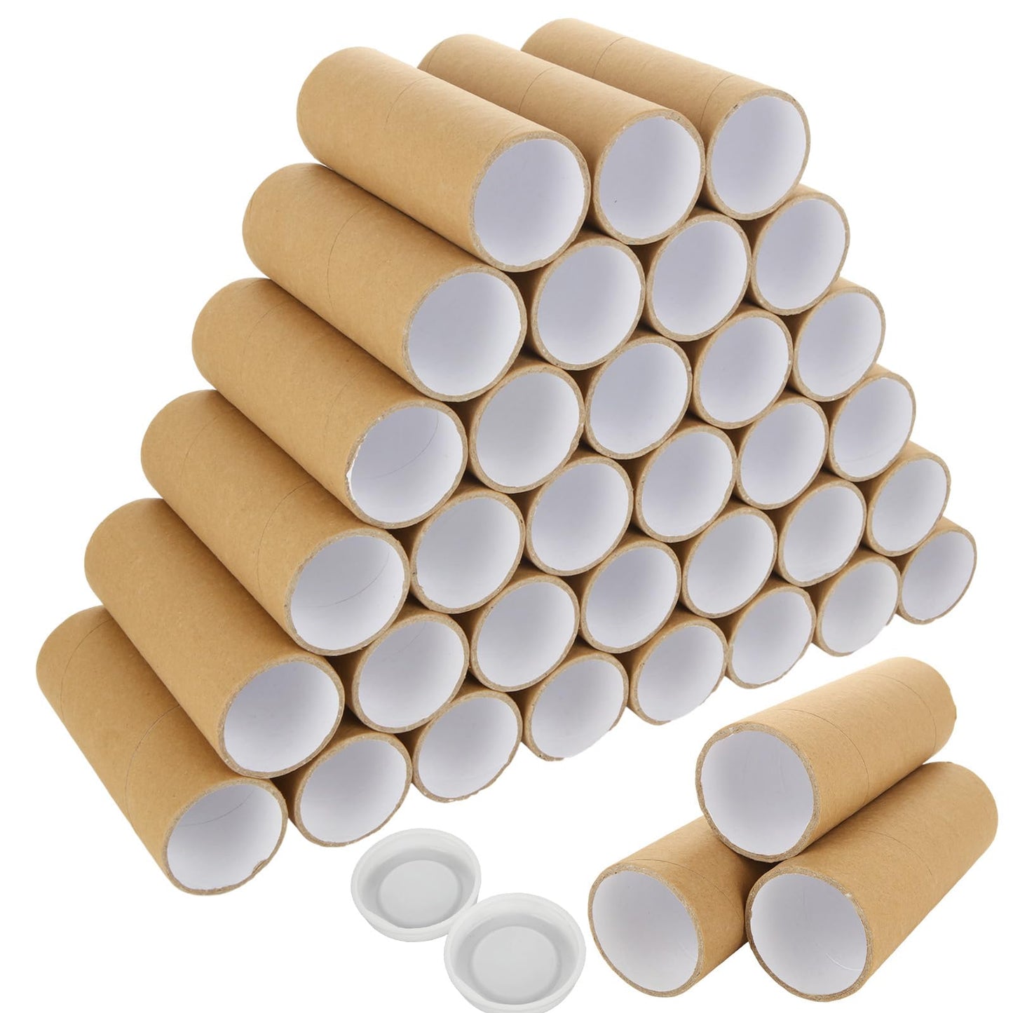 LOYORTY 40PCS 2" x 6" Mailing Tubes with Caps, Small Cardboard Shipping Tubes,Kraft Paper Tube Mailers for Shipping, Packing, Art Prints, Maps, Blueprint